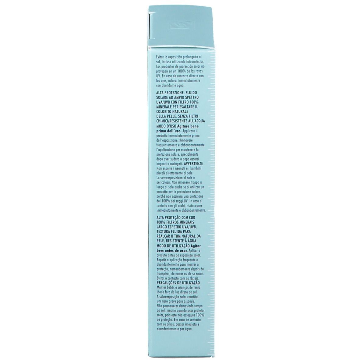 Verpackung von Skinceuticals Mineral Radiance UV Defense Sonnenschutzmittel. SPF 50. Text auf der Seite der Schachtel.