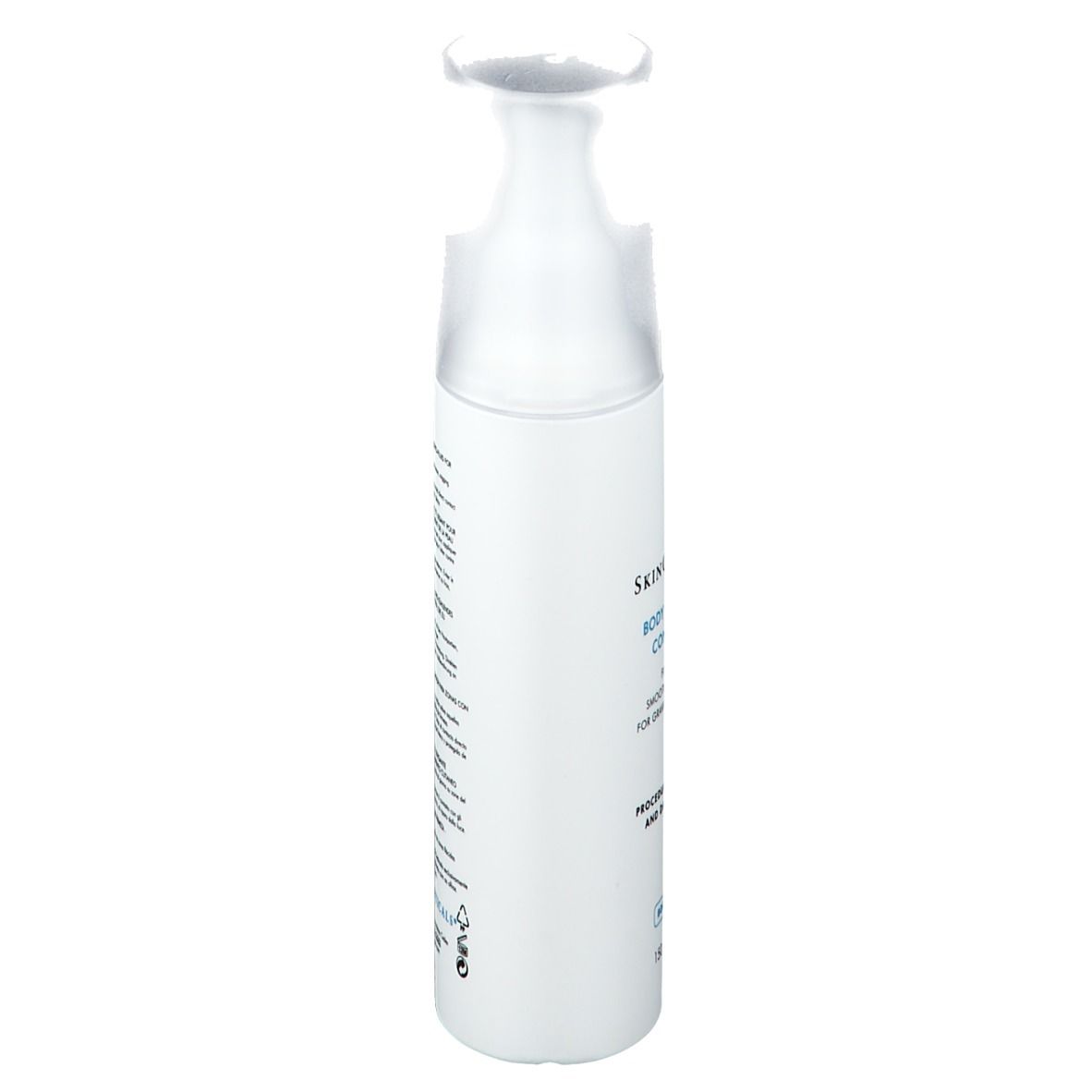 Flacone bianco SkinCeuticals Body Tightening Concentrate. Vista laterale. Testo: Firming and Smoothing Cryo-Fluid.
