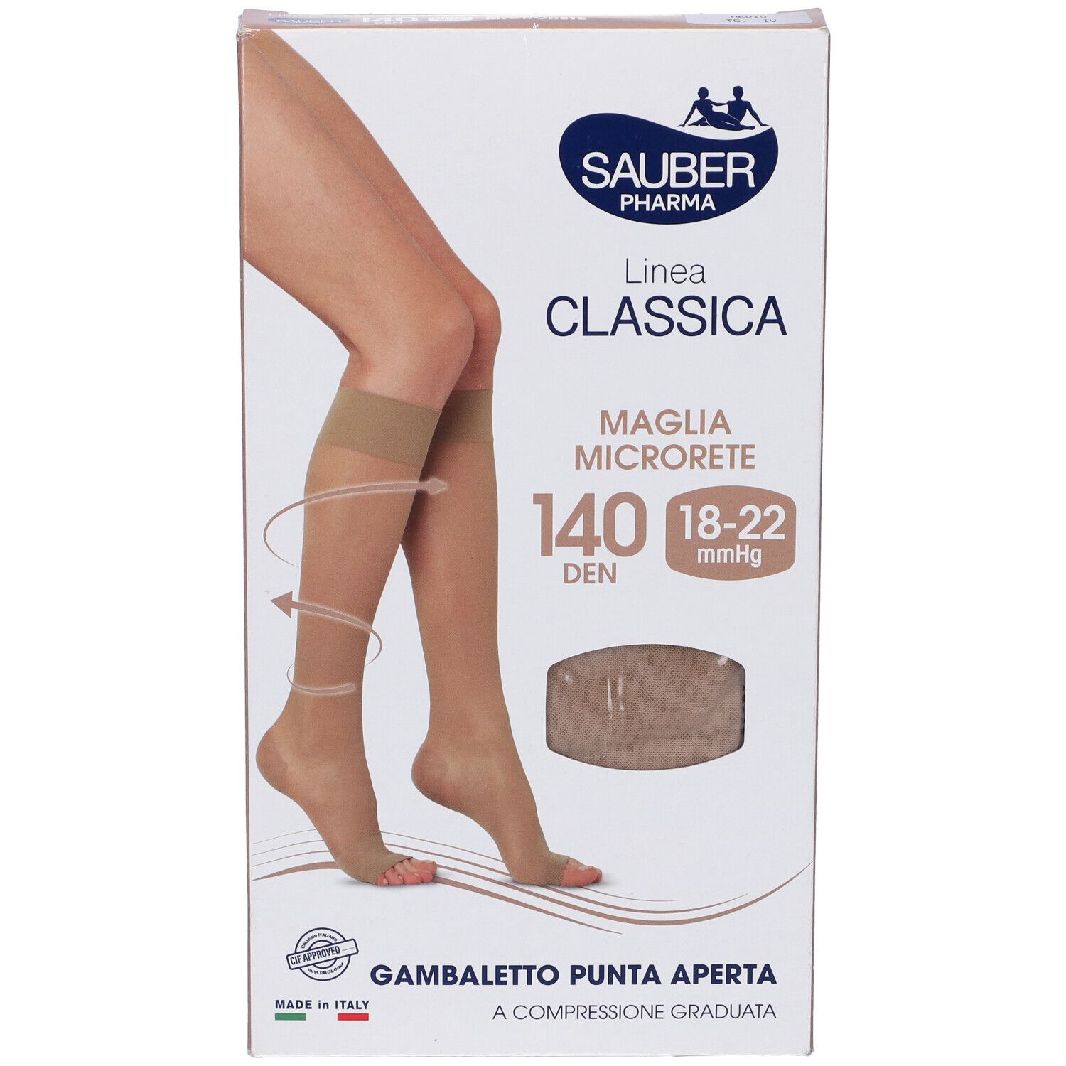 Sauber Classica 140 Den Gambaletto P. Aperta Medio Tg. 4. Confezione. Calze beige a punta aperta. Informazioni sul prodotto.