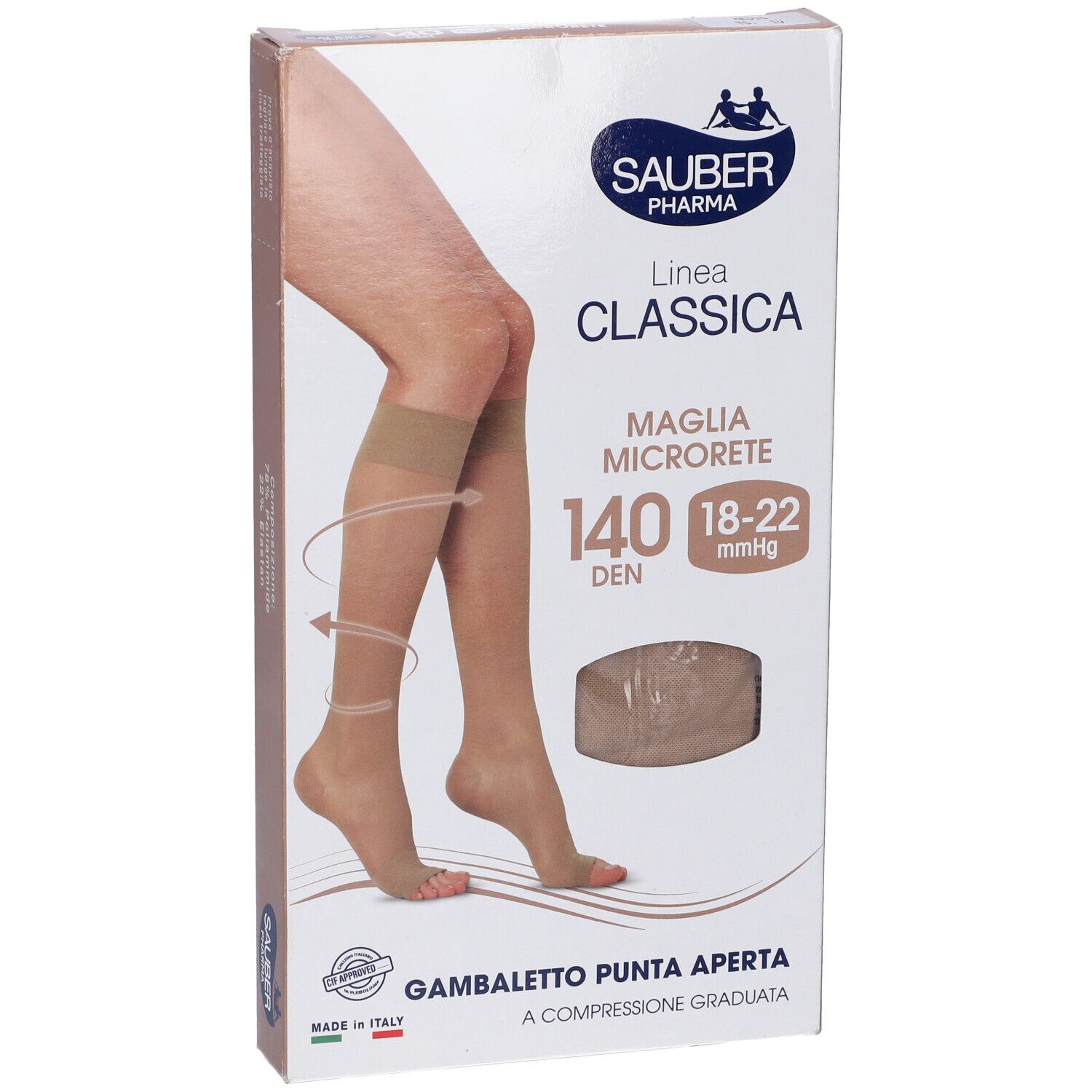Sauber Classica 140 Den Gambaletto P. Aperta Medio Tg. 4. Confezione. Calze beige a punta aperta. Informazioni sul prodotto.