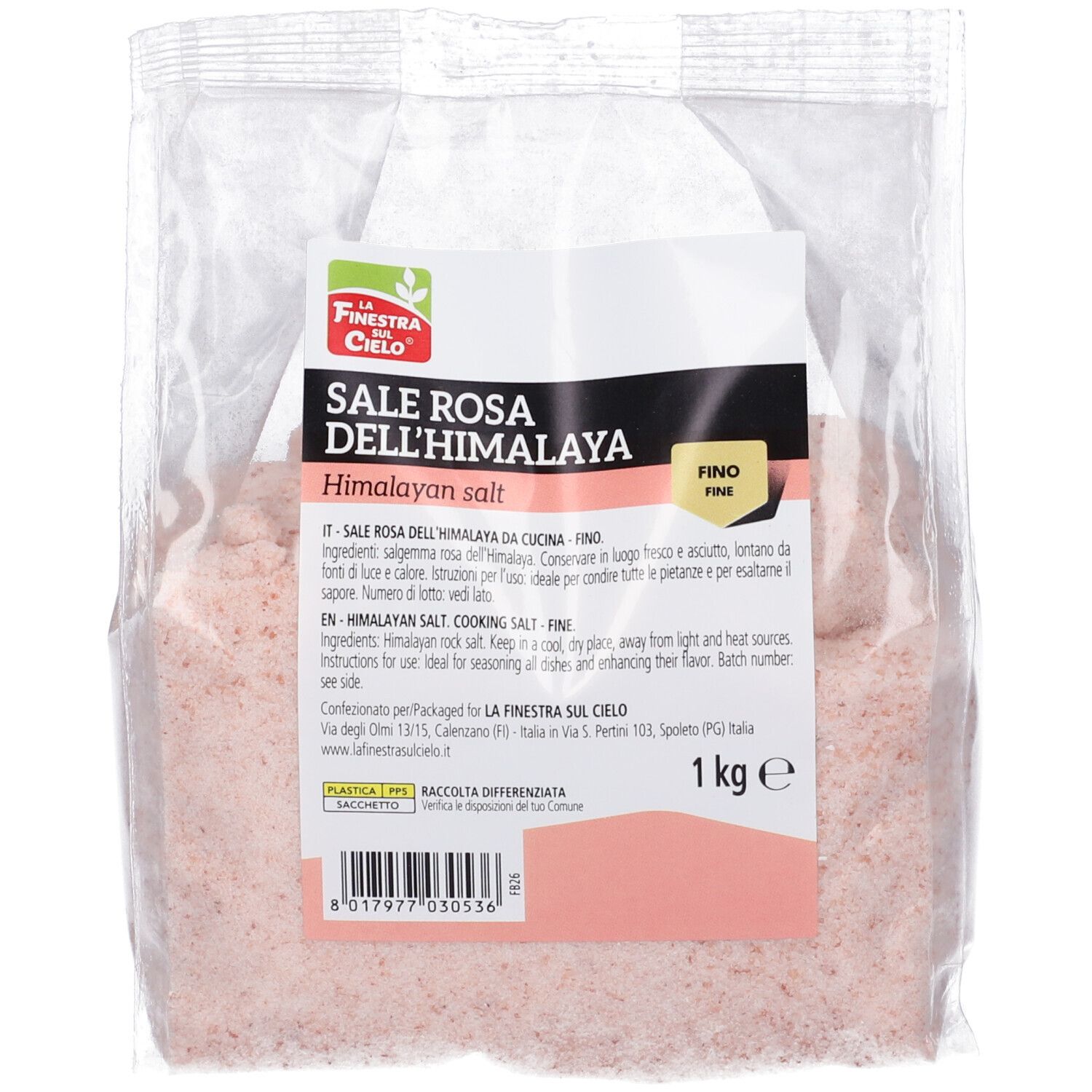 Verpackung mit rosa Himalaya-Salz, 1 kg.