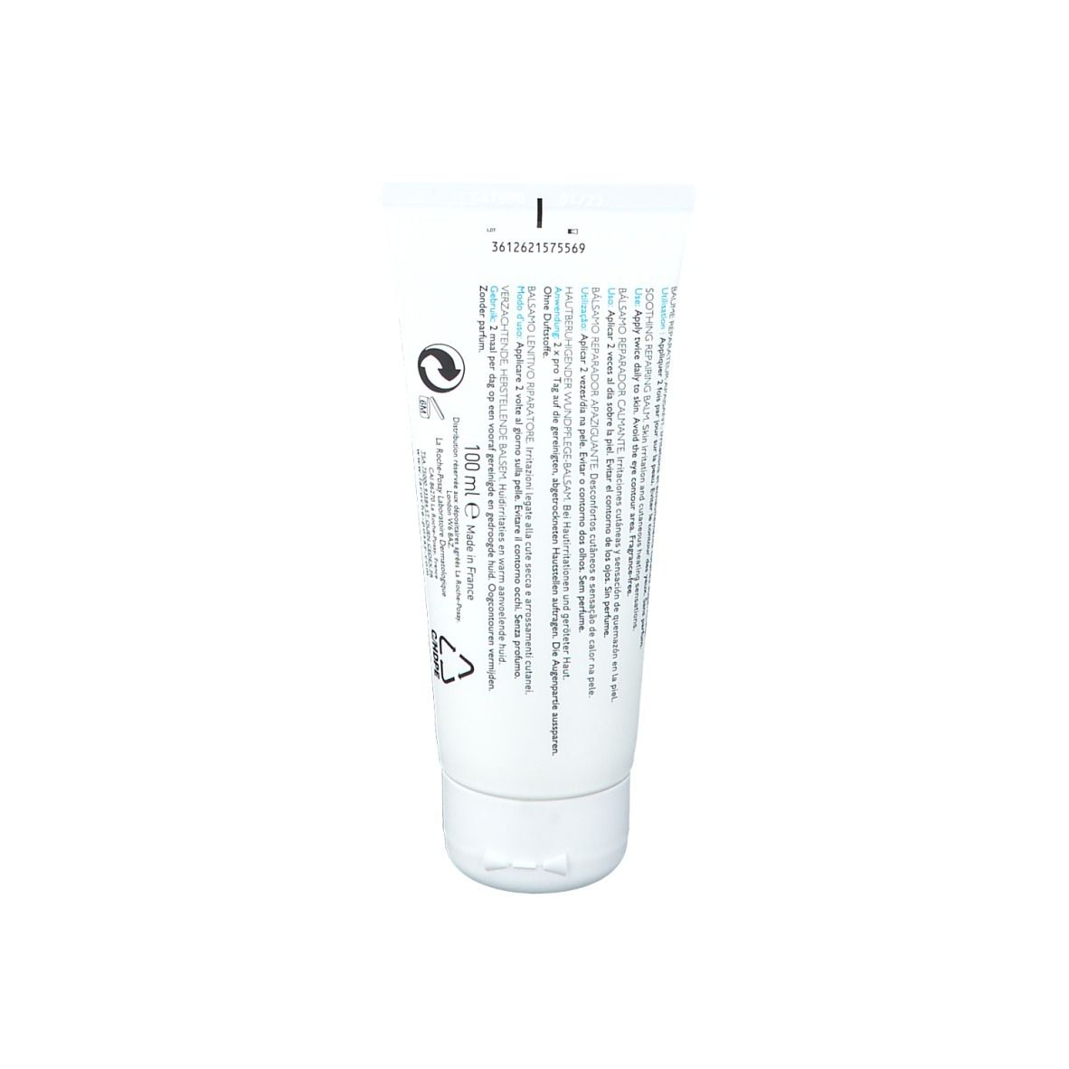 Rückseite der Tube. Text: Produktinformationen, 100 ml.