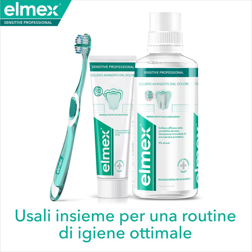 Elmex Sensitive Professional: Zahnbürste, Zahnpasta und Mundspülung für optimale Hygiene.