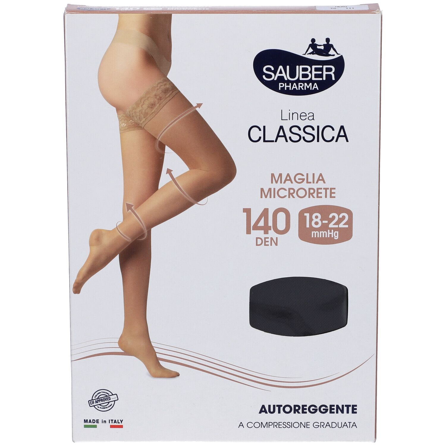 Confezione Sauber Classica 140 Den Autoreggente. Calze e informazioni sul prodotto.
