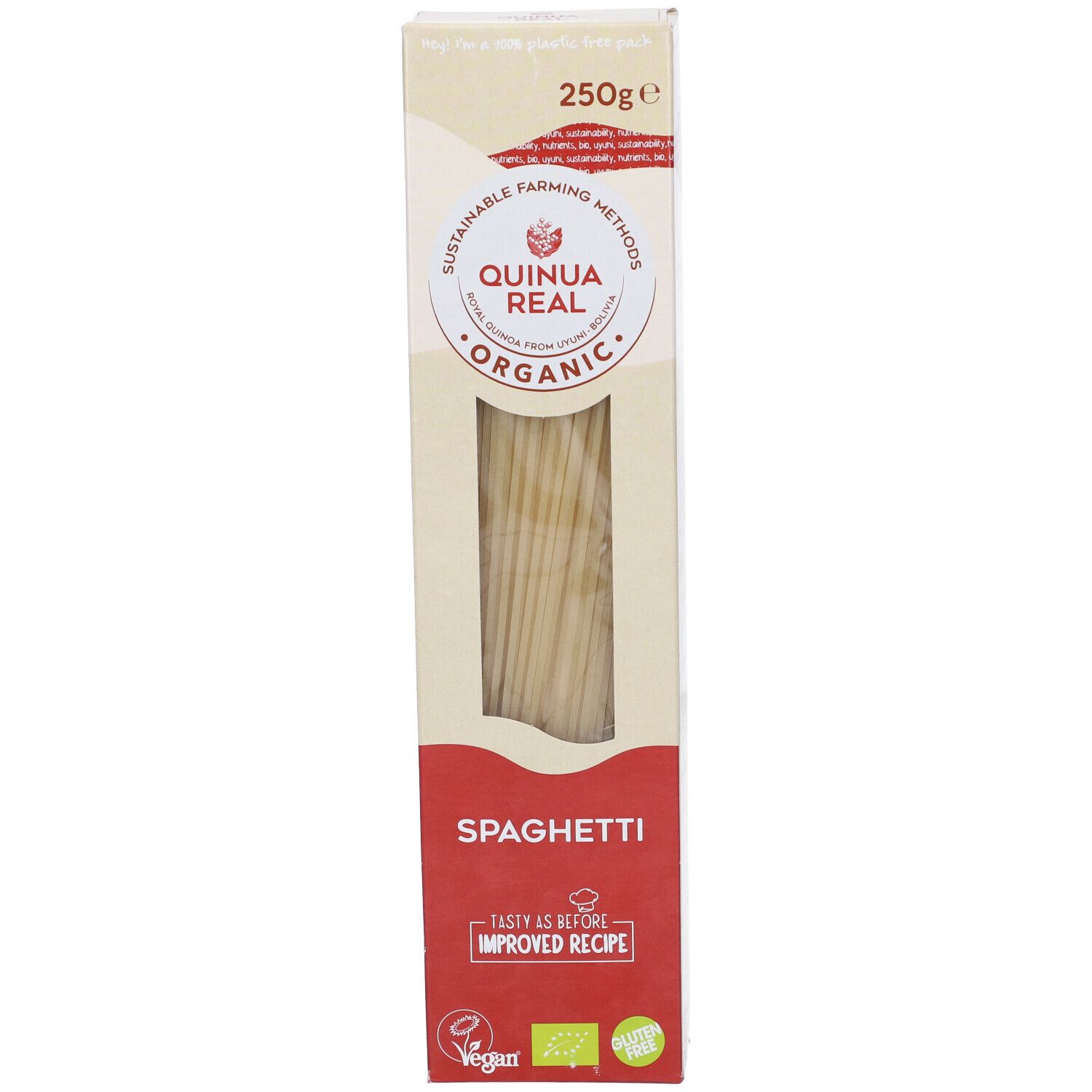 Confezione Spaghetti. Finestra con spaghetti. Logo, testo, sigillo bio, 250g.