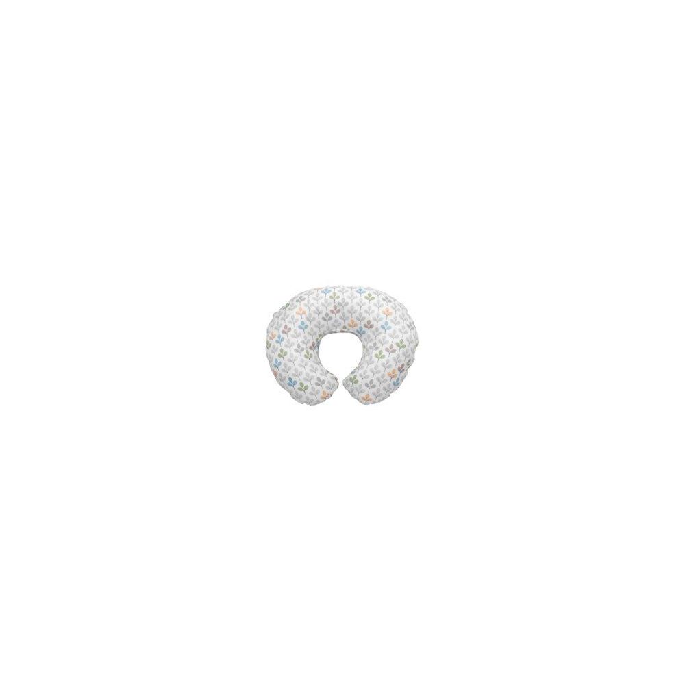 Fodera per cuscino allattamento con motivo floreale. Cotone. Grigio, bianco e beige. Forma a U.