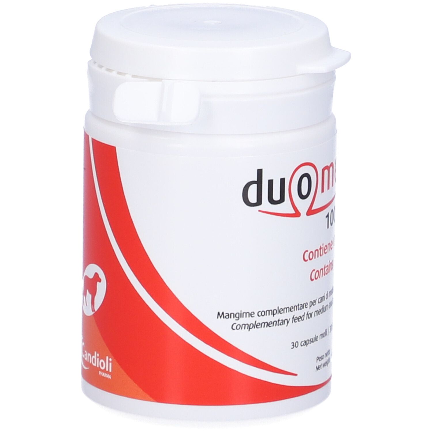 Duo Omega 1000 mg Dose mit 30 Weichkapseln für Hunde.