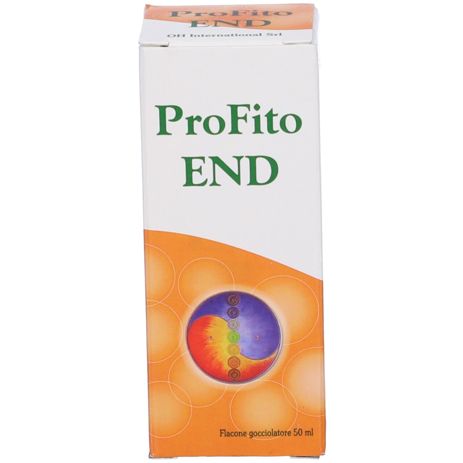 Produktverpackung. Aufschrift: Profito End. Nahrungsergänzungsmittel. Flasche mit Tropfer.
