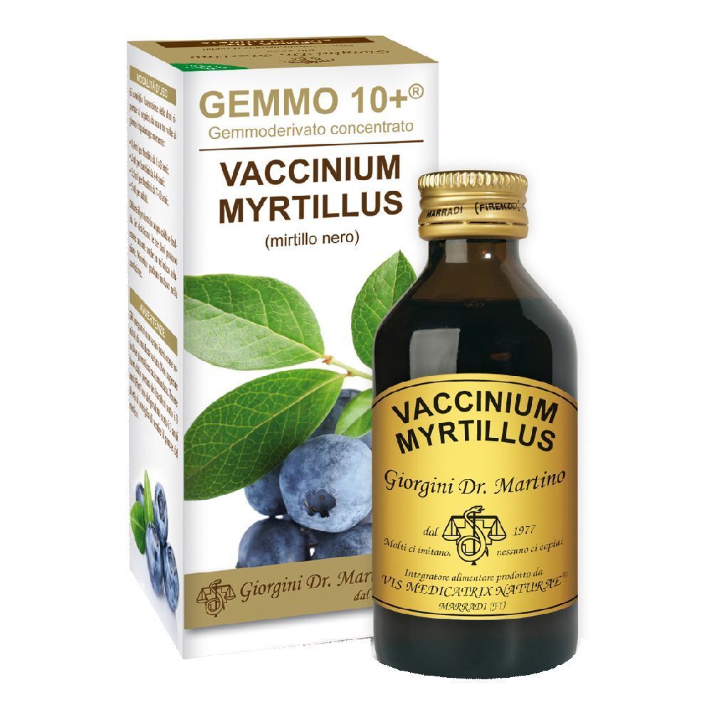 Flacone di vetro marrone con tappo dorato ed etichetta. Accanto, scatola con immagine e testo del prodotto.