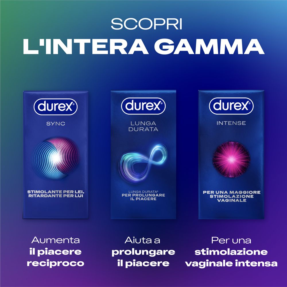 Durex Kondome: Sync, Lunga Durata, Intense.