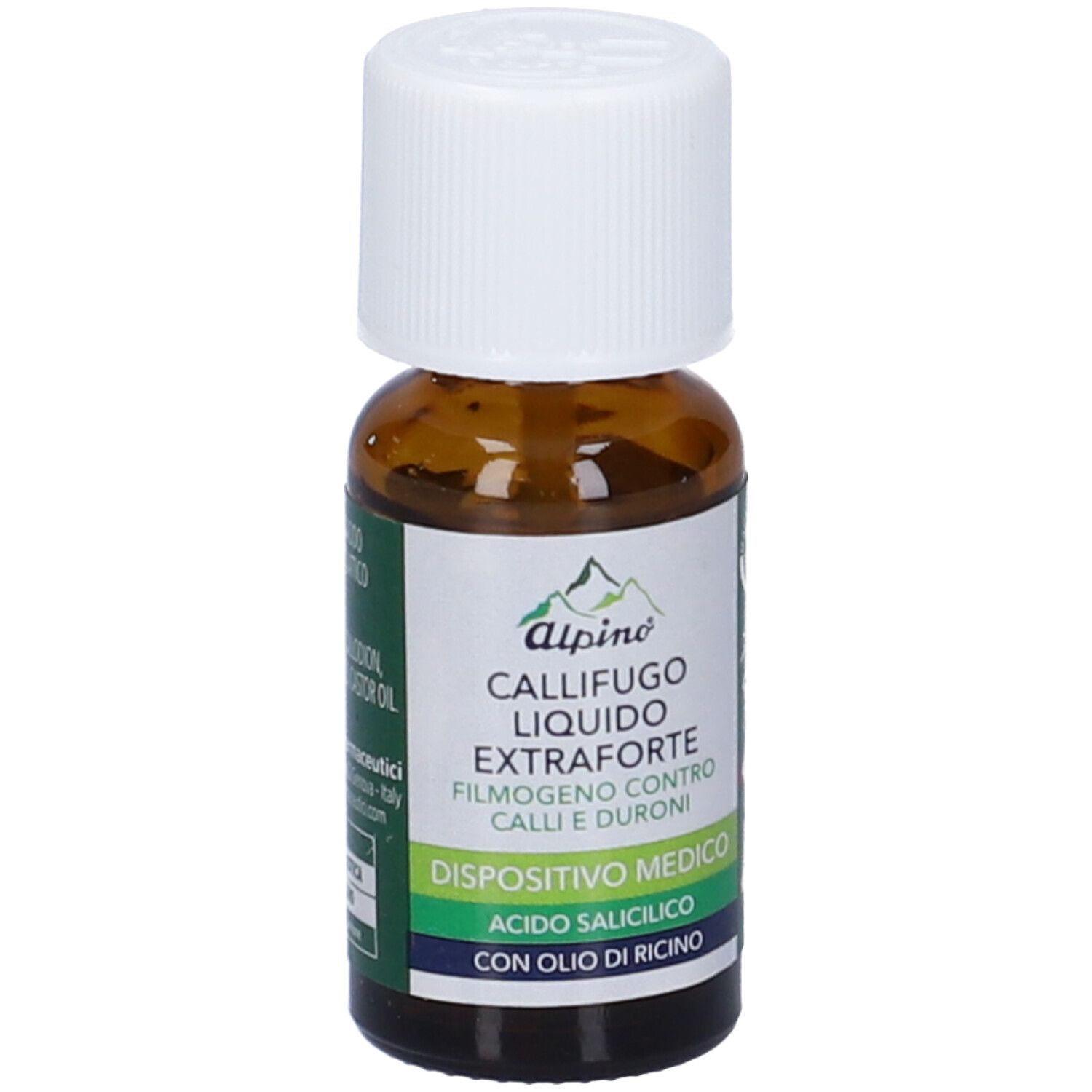 Flacone marrone con tappo bianco. Etichetta con nome del prodotto e ingredienti. Dispositivo medico.