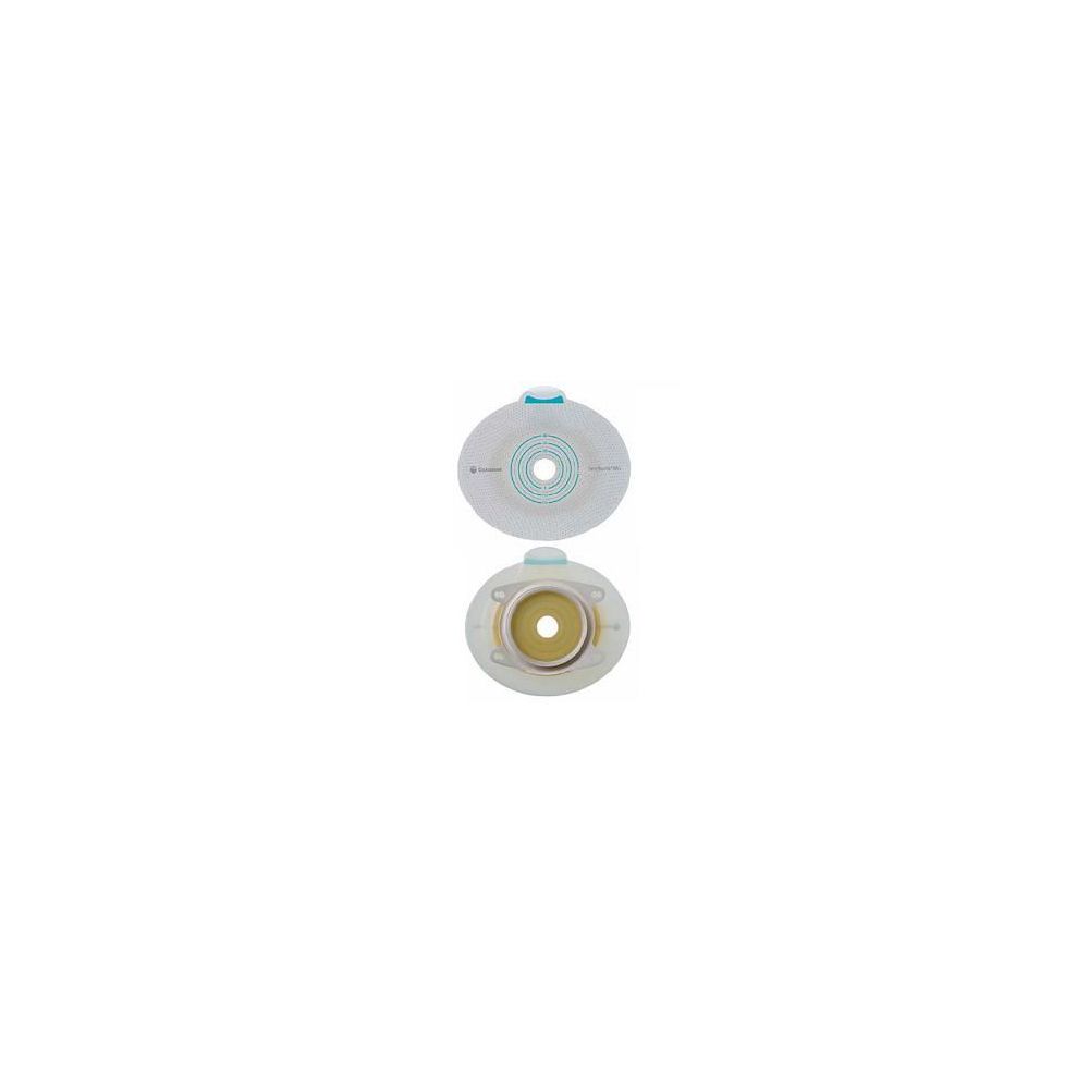 Due dispositivi medici ovali. Sopra: azzurro-bianco. Sotto: azzurro-bianco con centro giallo.