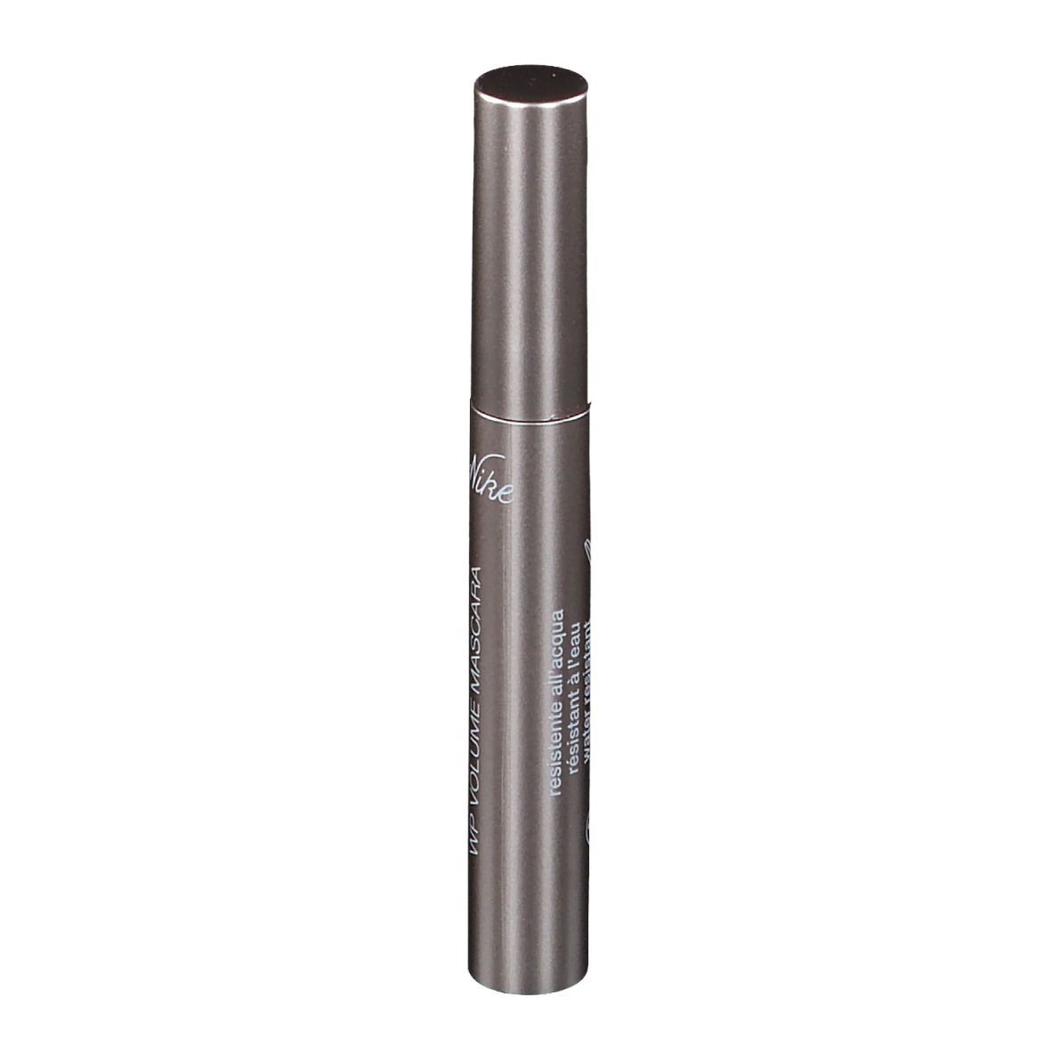 Mascara BioNike Defence Color WP Volume. Tubo grigio con testo nero. Nome del prodotto e marchio visibili.