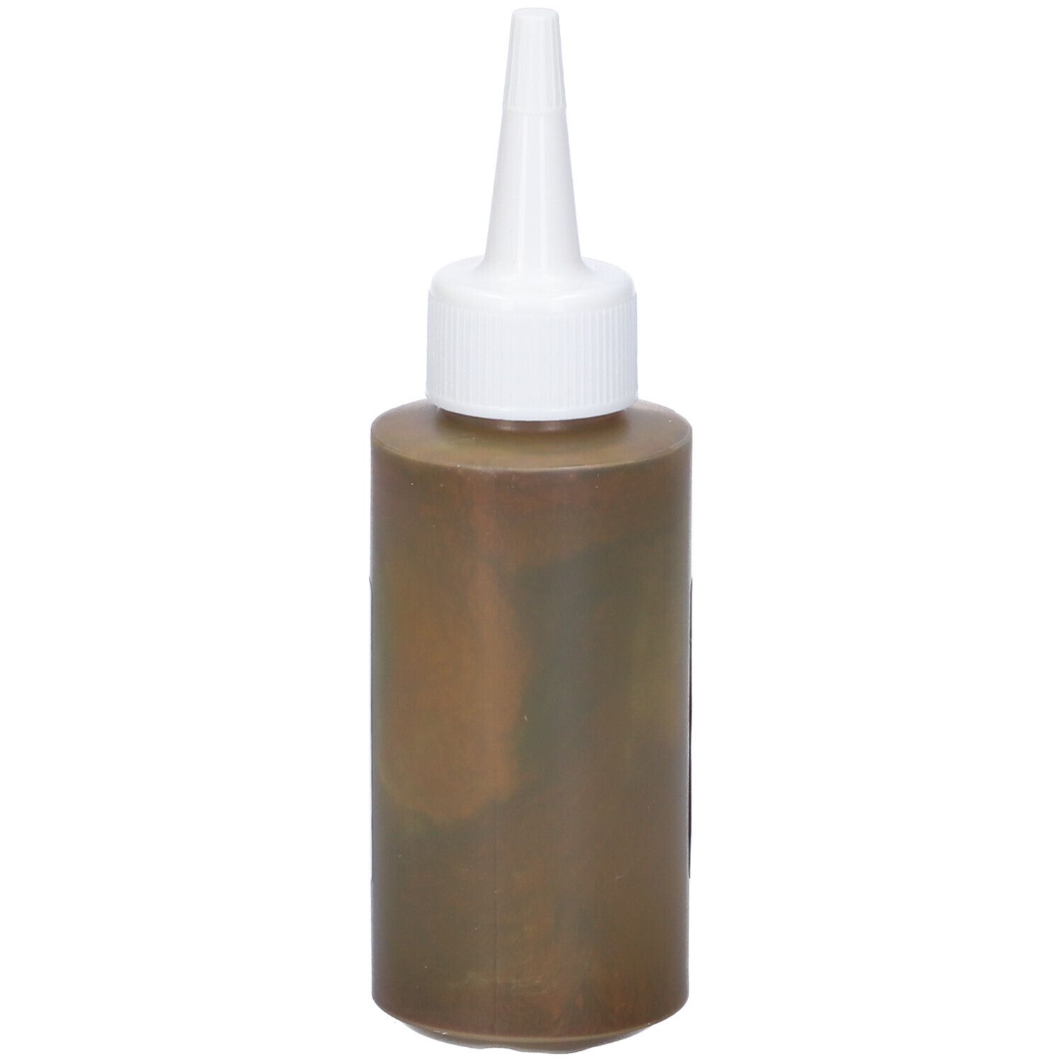 Flacone con punta bianca e liquido marrone. Scritto: Henne Color, Crème Colorante, Blond Cuivre Doré.