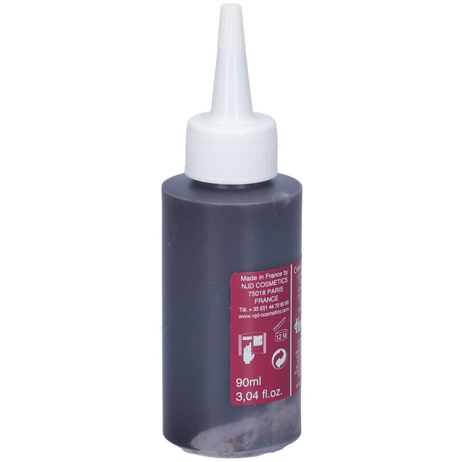 Flacone di crema nera. Scritta: Crème Colorante, Henne Color. 90ml.