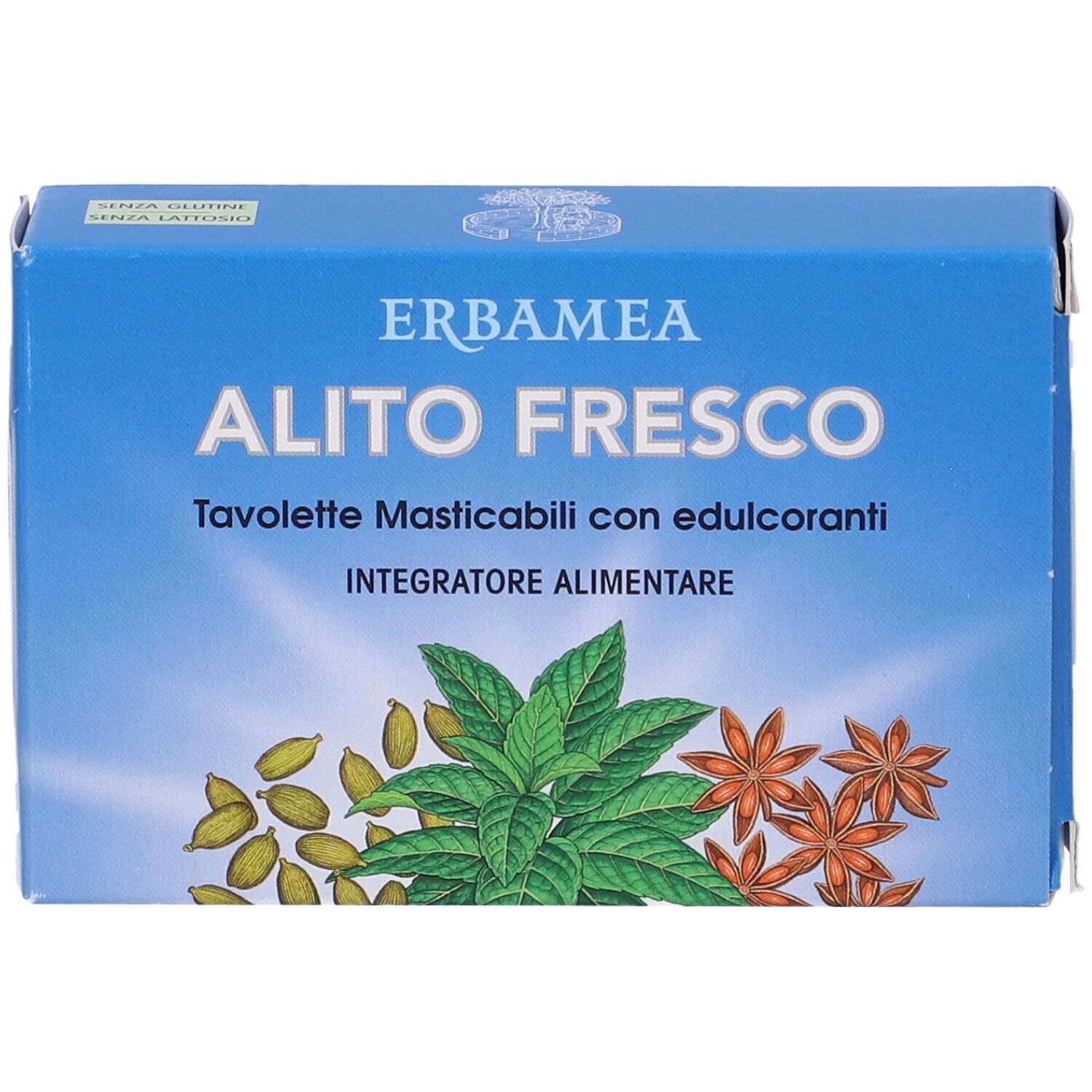 Alito Fresco Nahrungsergänzungsmittel-Schachtel, blau mit Kräutern und Sternanis.