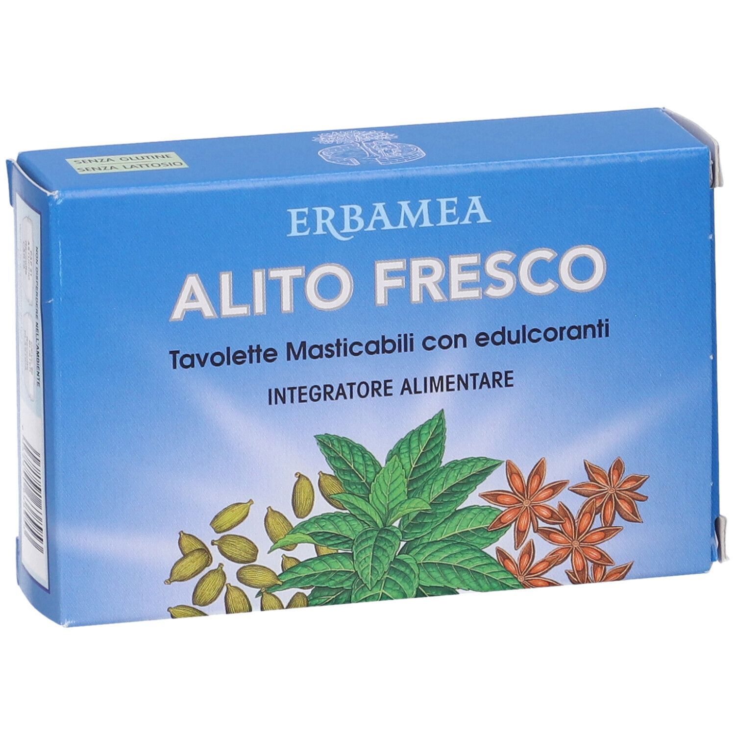 Alito Fresco Nahrungsergänzungsmittel-Schachtel, blau mit Kräutern und Sternanis.