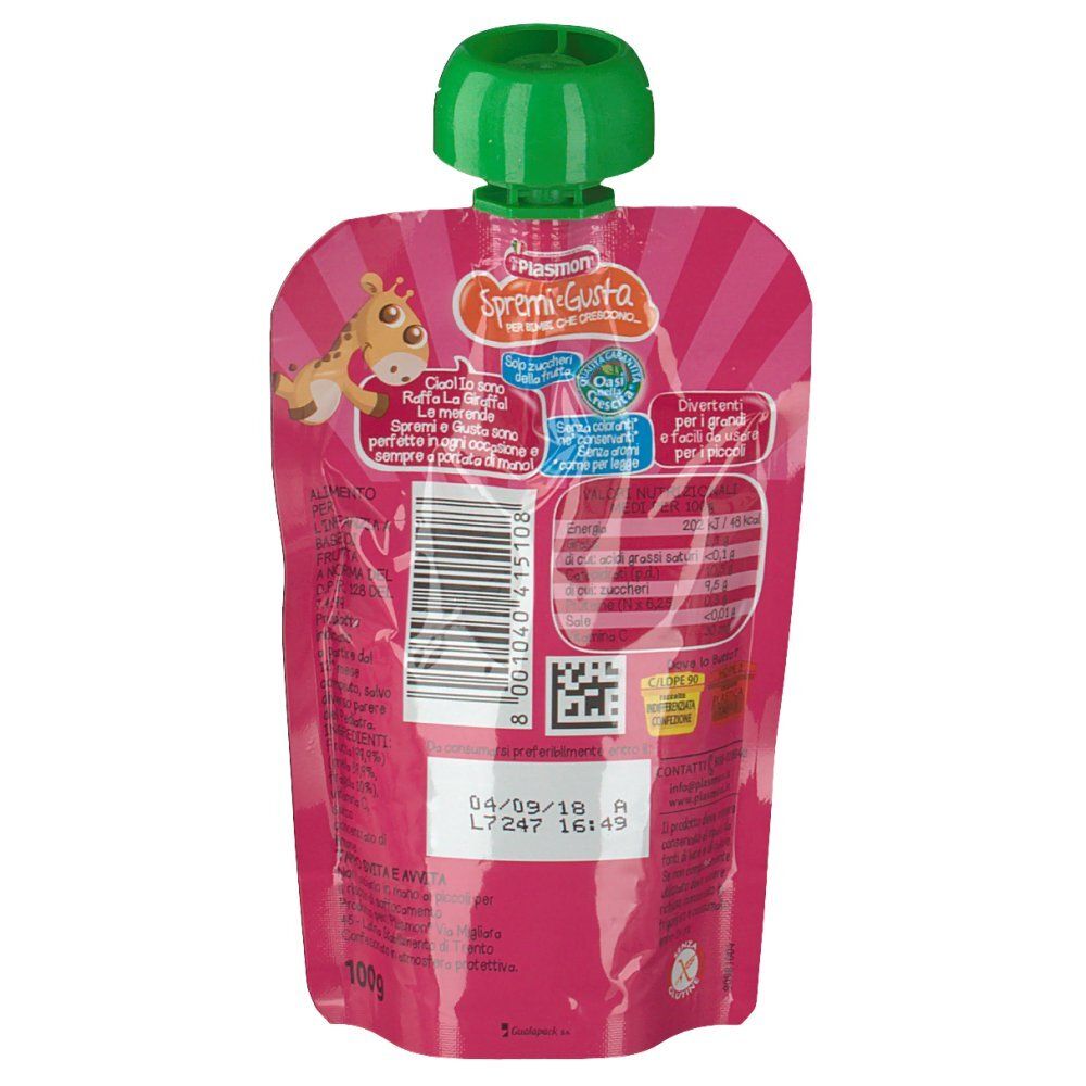 Pressen und Genießen Apfel Erdbeere 100 Ml Plasmon