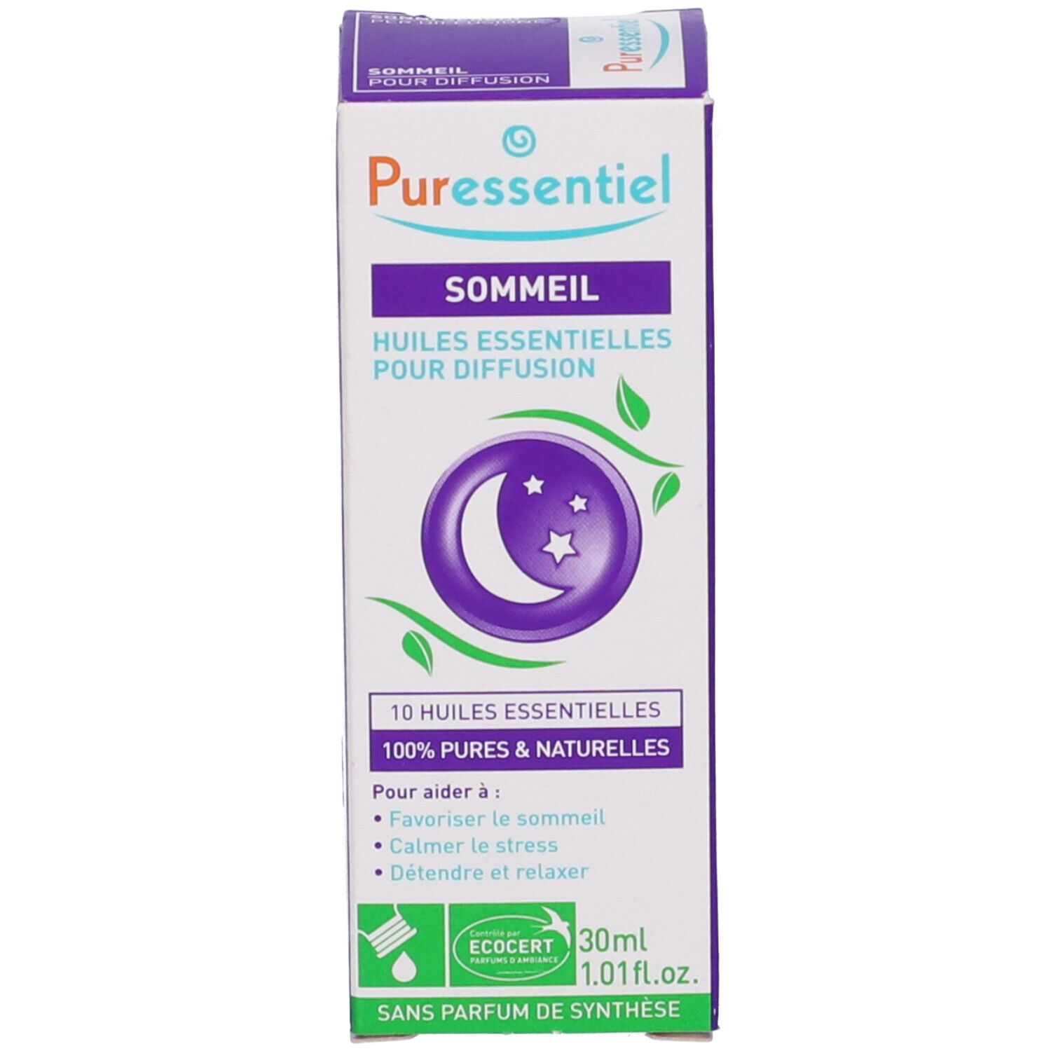 Confezione del prodotto. Scatola bianca con nome del prodotto, simbolo luna e testo. Logo ECOCERT.