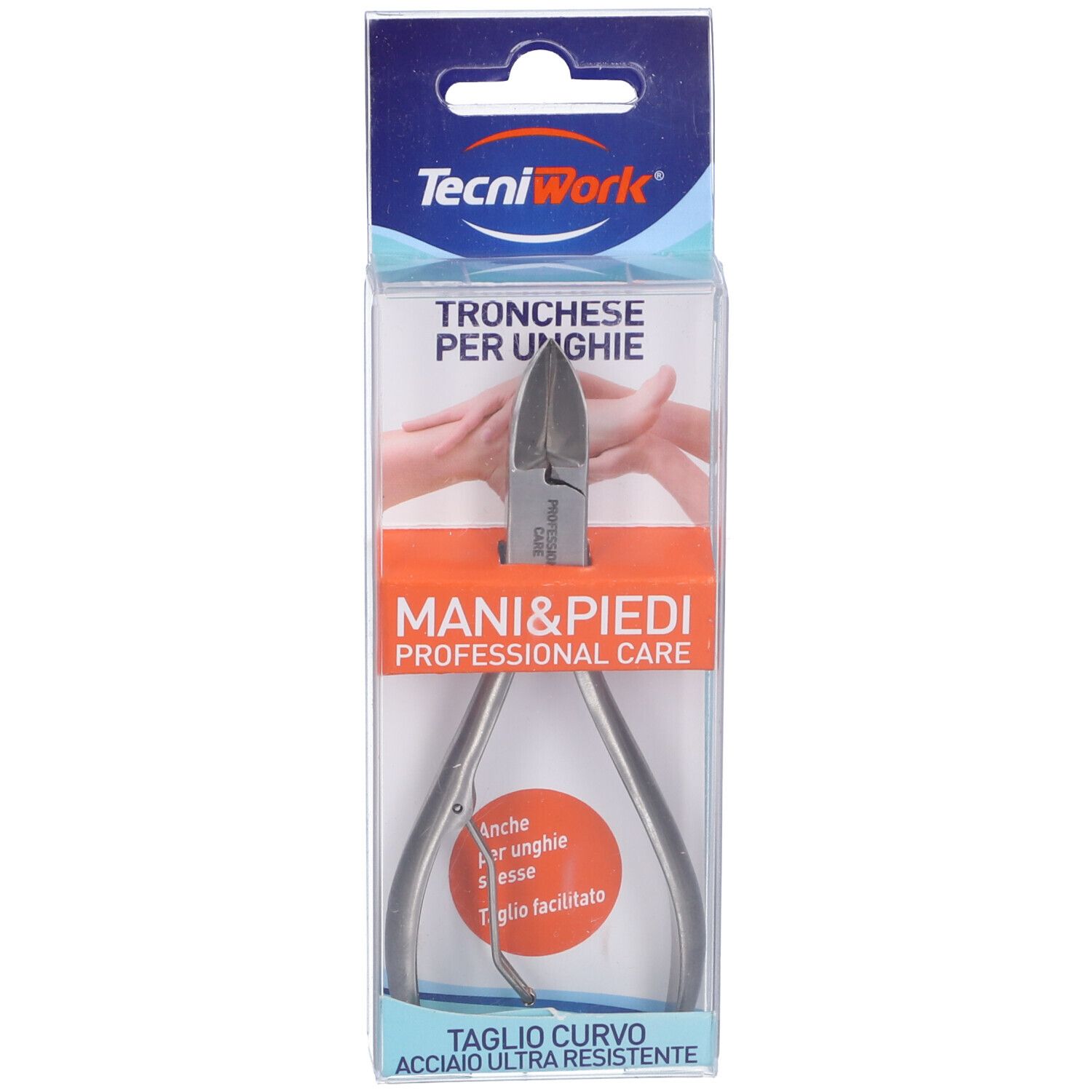 Tronchese per unghie in confezione trasparente. Visibile: marchio TecniWork, nome prodotto, Mani & Piedi.