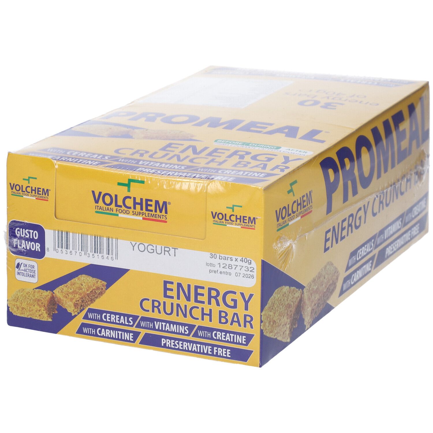 VOLCHEM Promeal Energy Crunch Barretta Energetica Ai Cereali Gusto Yogurt