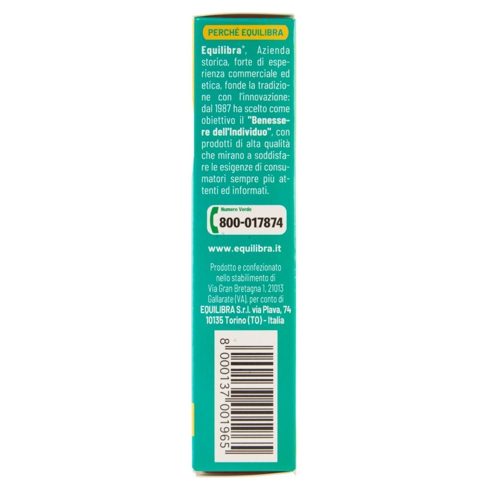 Seite der Verpackung von Equilibra® Gruppo B. Enthält Kontaktinformationen und Zertifizierungen.