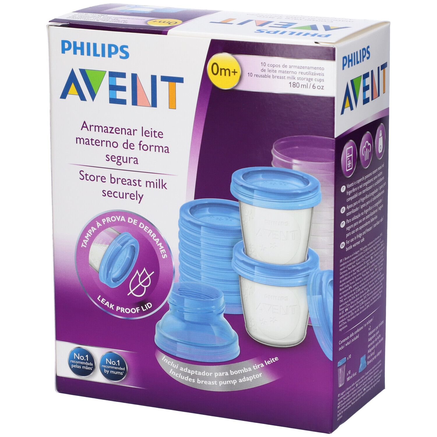 Confezione con logo Philips Avent. Contiene tazze con coperchi e accessori.