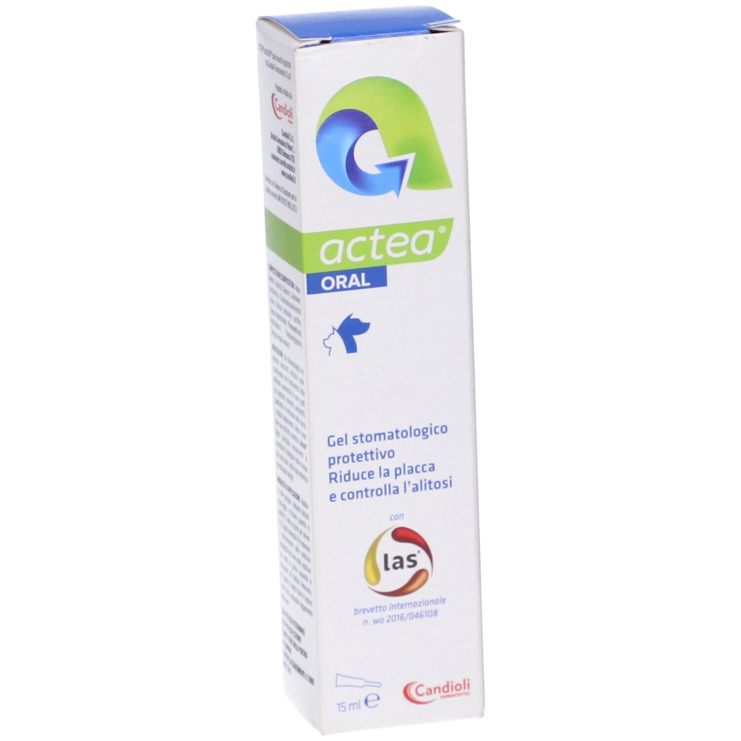 Actea Oral Stomatologisches Gel in einer weißen und grünen Verpackung.