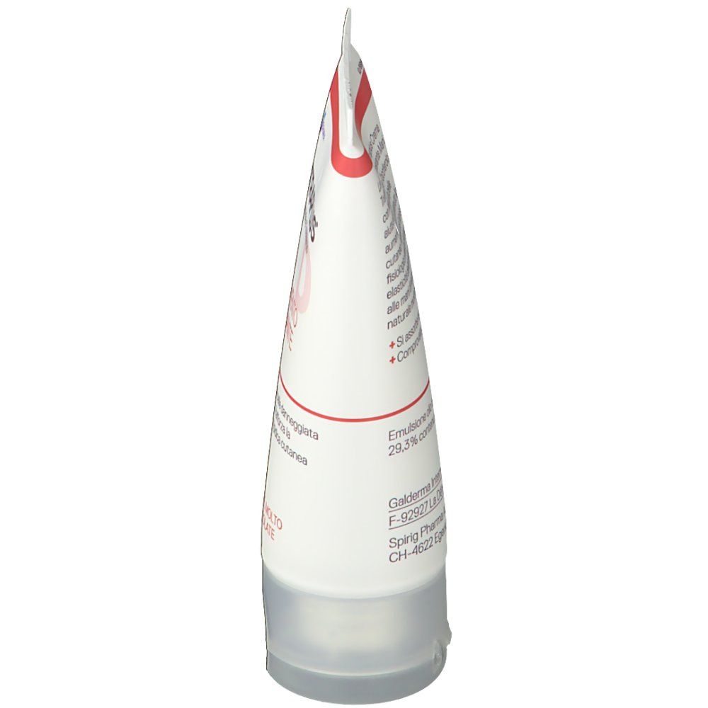 Tube von NUTRAPLUS® Handcreme. Weiße Tube mit roter und schwarzer Schrift. Enthält Niacinamid und Tocopherol. Sichtbare Inhaltsstoffe und Herstellerinformationen.