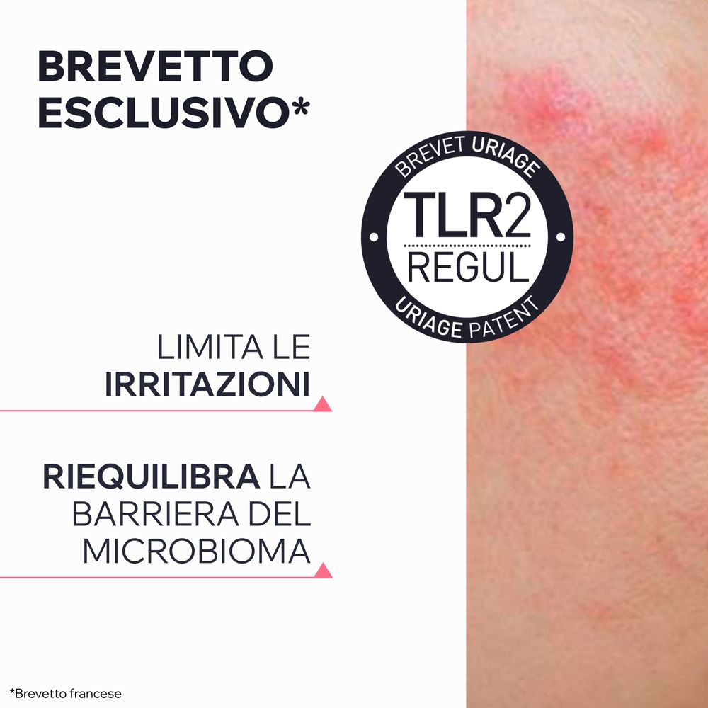 Kreisrundes Logo mit Text: TLR2 Regul. Text: Begrenzt Irritationen. Gleicht die Mikrobiom-Barriere aus.