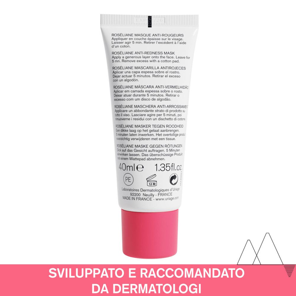 Rückseite der Creme-Tube. Text in mehreren Sprachen. 40ml. Dermatologisch getestet. Hergestellt in Frankreich.