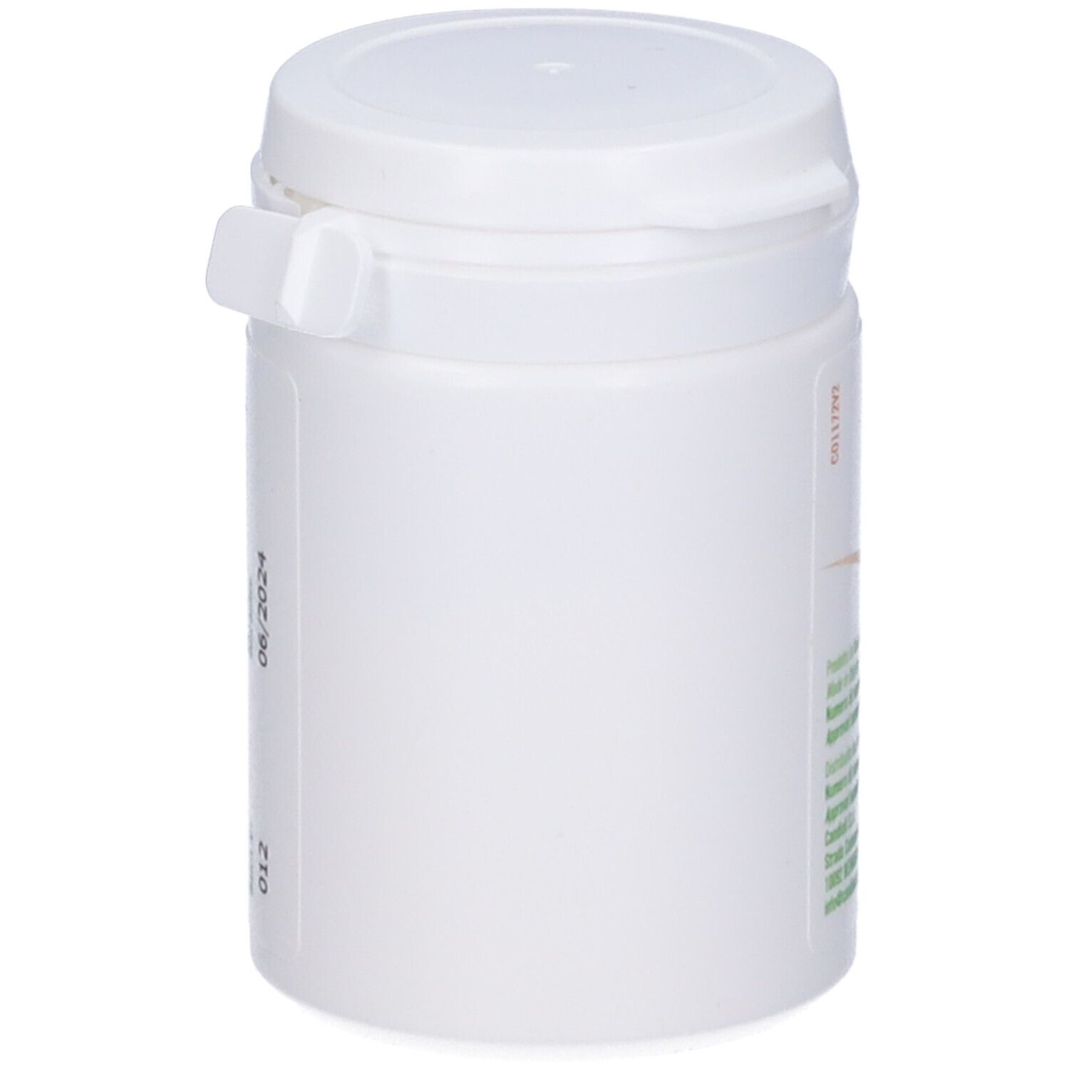 Barattolo bianco con stampa verde. Testo: Florentero Bird. Con coperchio. Scadenza: 06/2024.