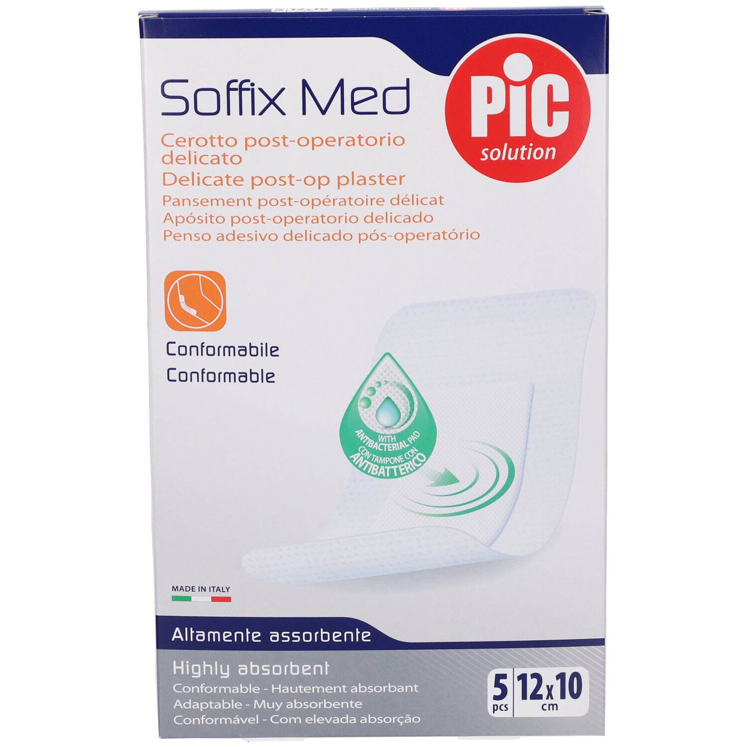Soffix Med Delicate post-operative Pflaster, 5 Stück, 12x10 cm. Hochabsorbierend und formbar.