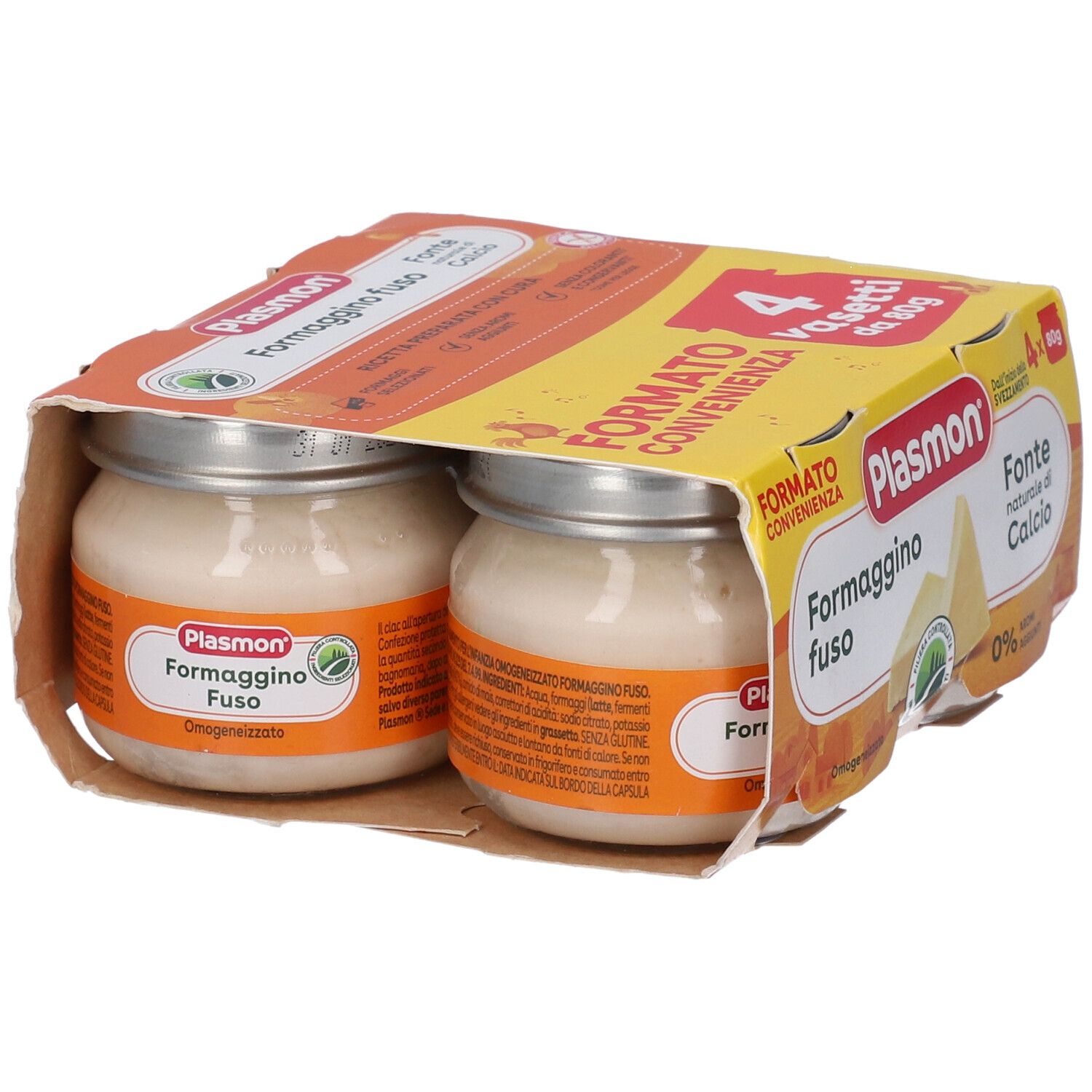Plasmon Formaggino Fuso: Quattro vasetti di formaggio per neonati in confezione.