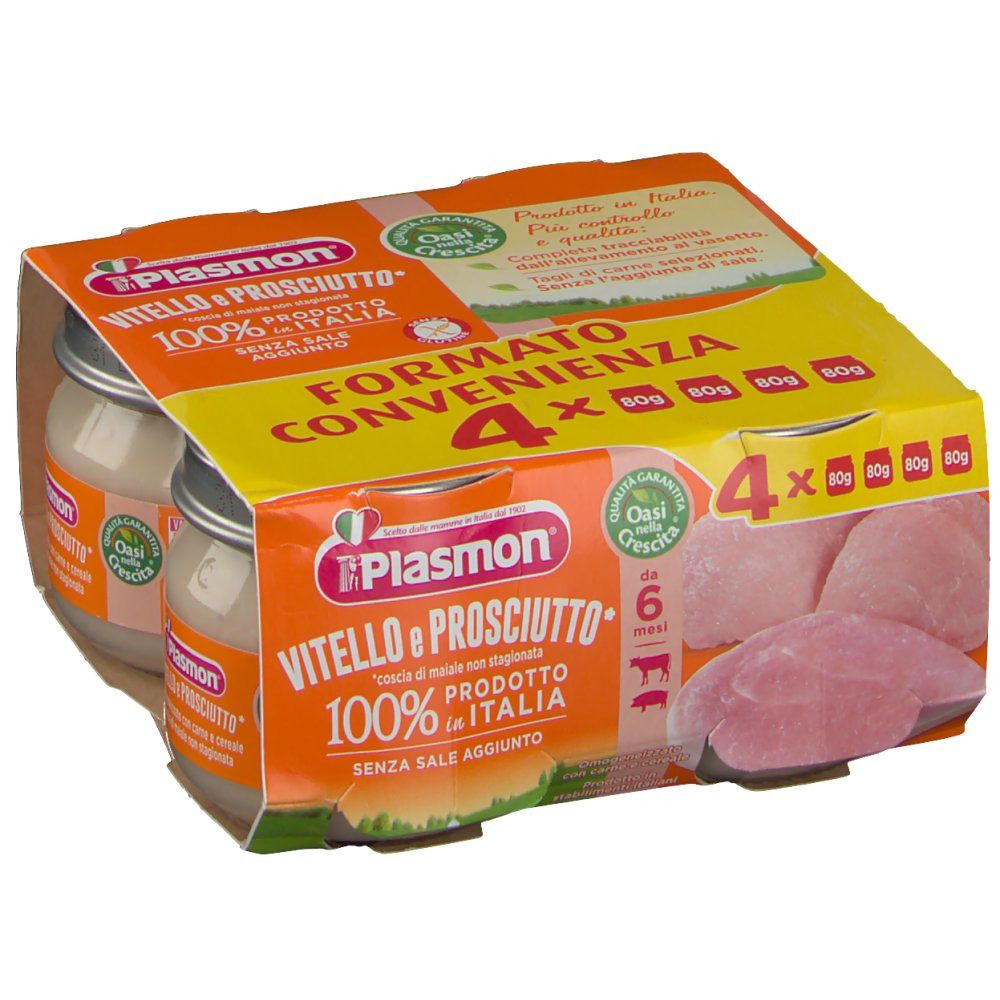 Plasmon omogeneizzato vitello e prosciutto 4 vasetti da 80 g - Immagine 6
