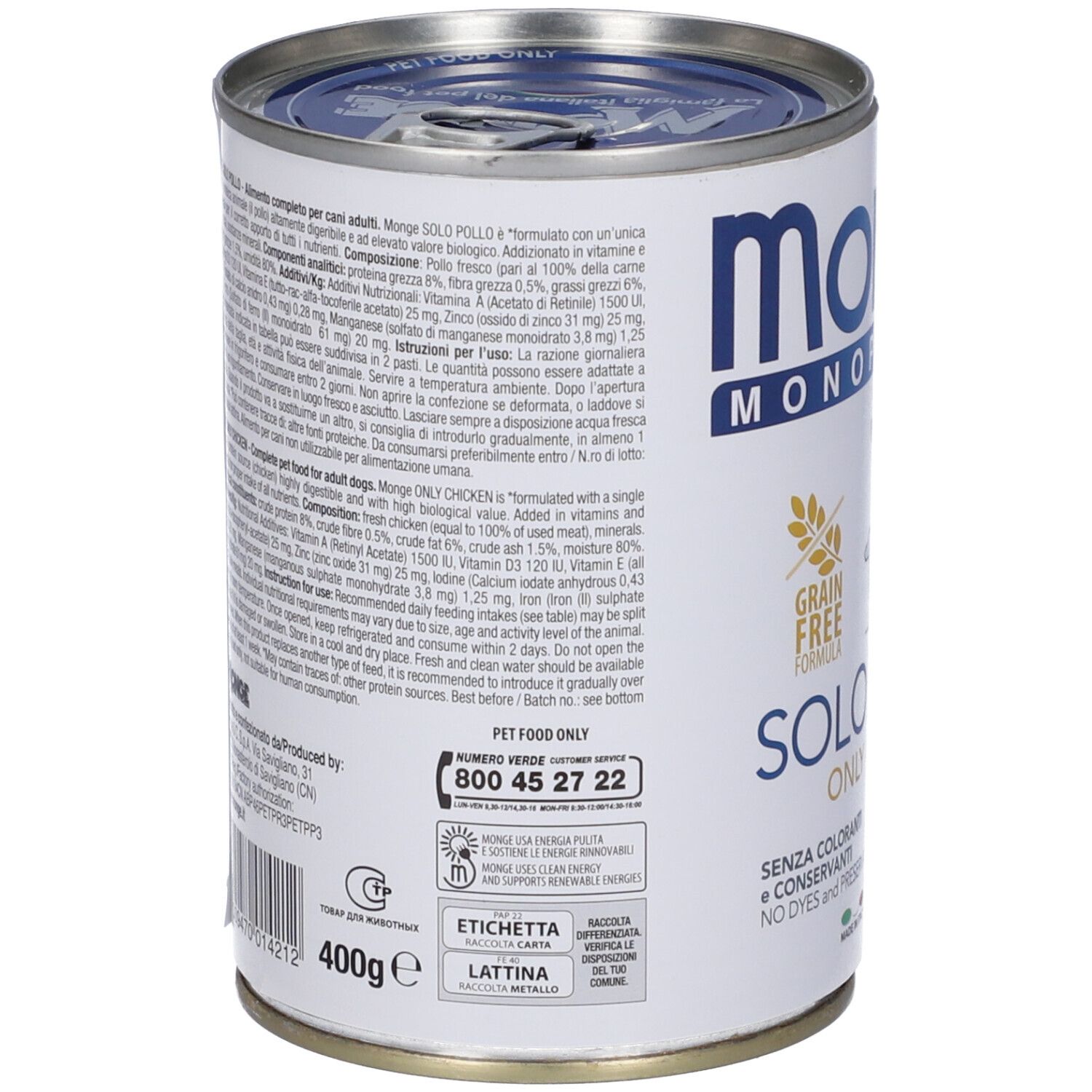 MONGE Monoprotein Solo pollo - cibo umido per cani 400 g - Immagine 6
