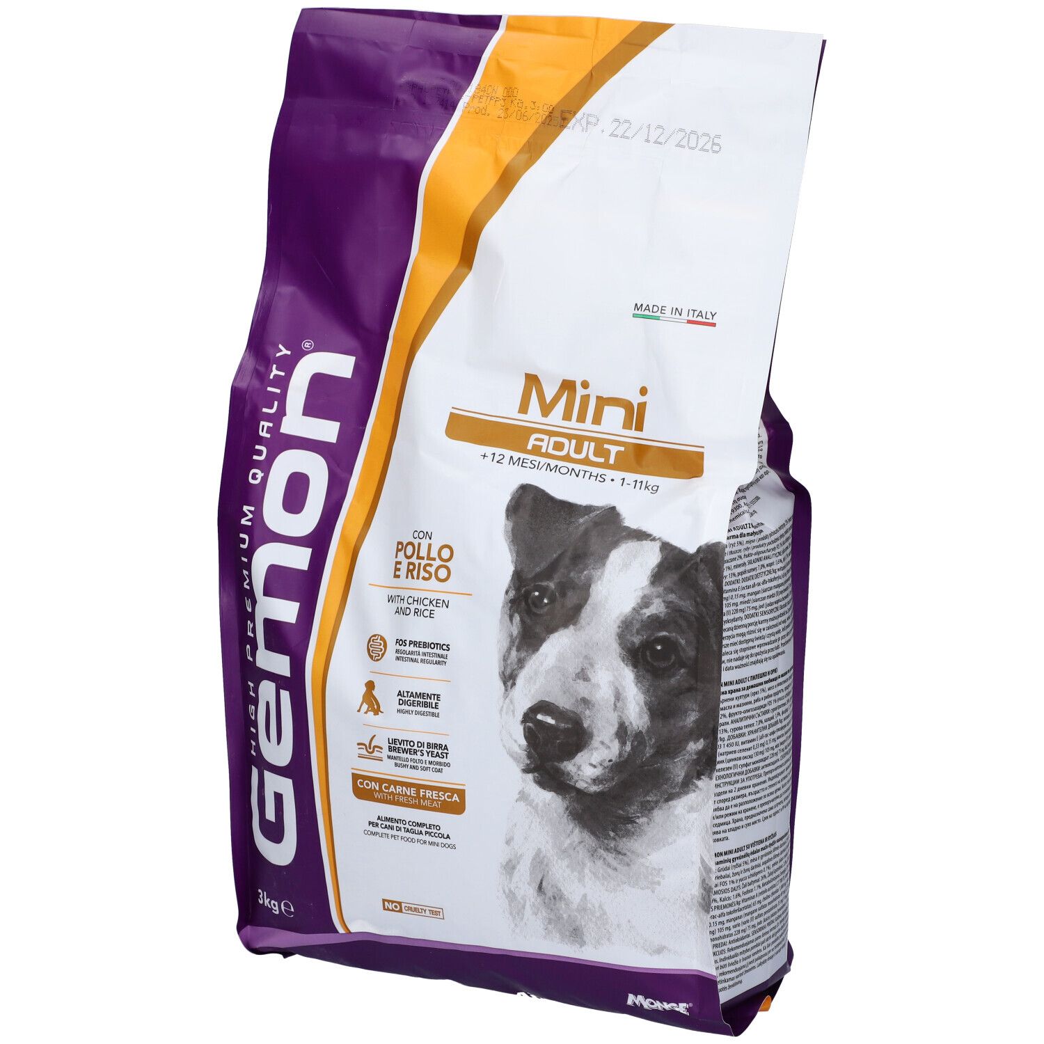 Gemon High Premium Quality Cane Crocchette Mini Adult Pollo Con Riso 3 Kg