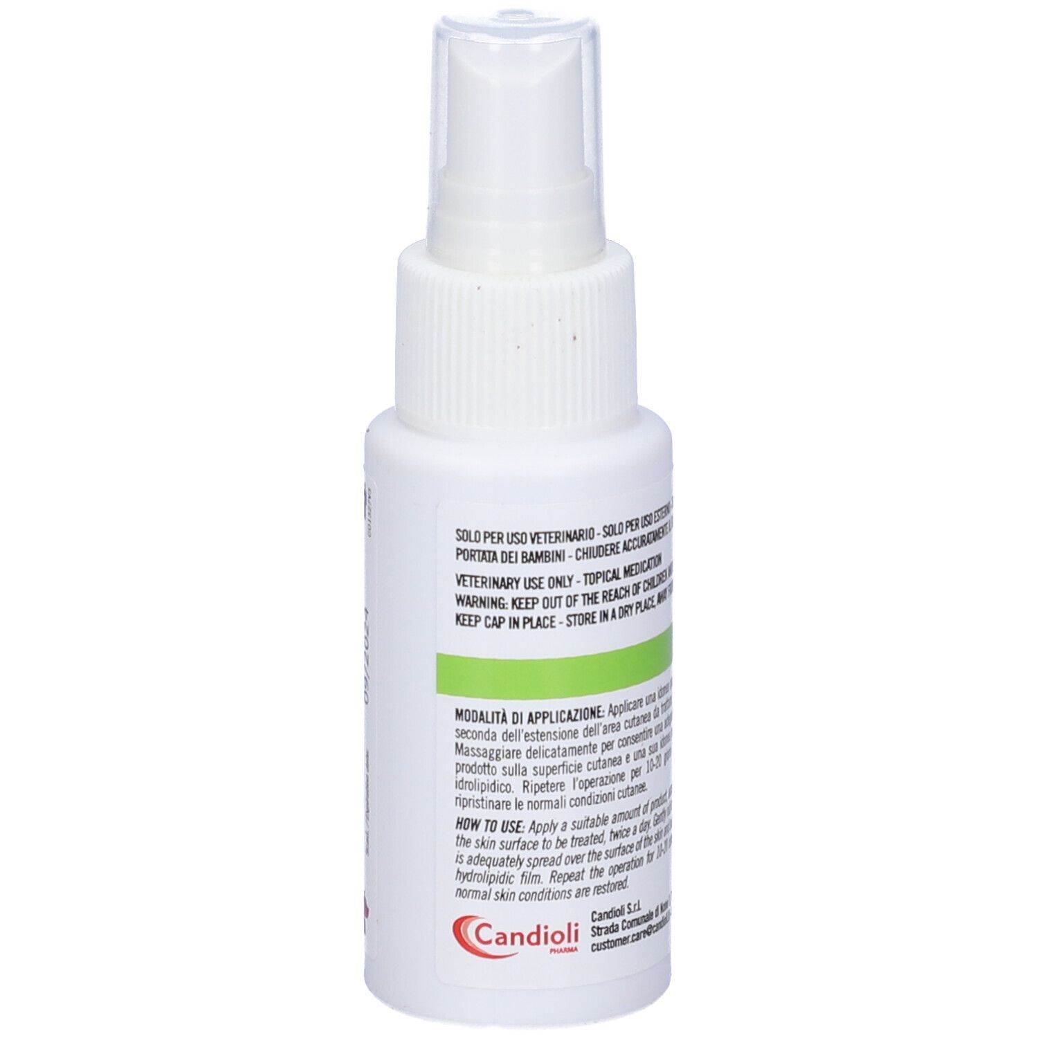 Flacone spray bianco. Scritto: Actea Dermo. Lozione dermatologica. 50 ml. Testo sul retro.