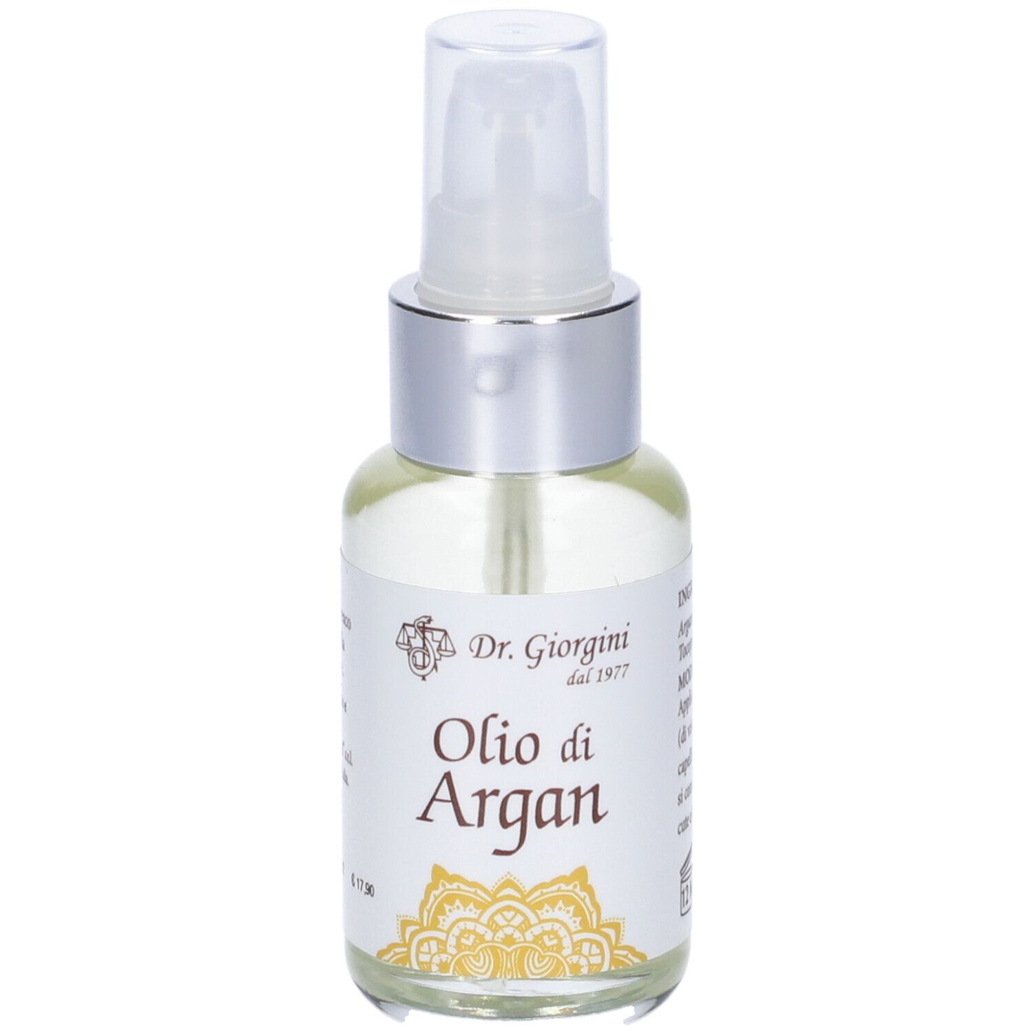 Liquido trasparente in flacone con vaporizzatore. Marchio: Dr. Giorgini.