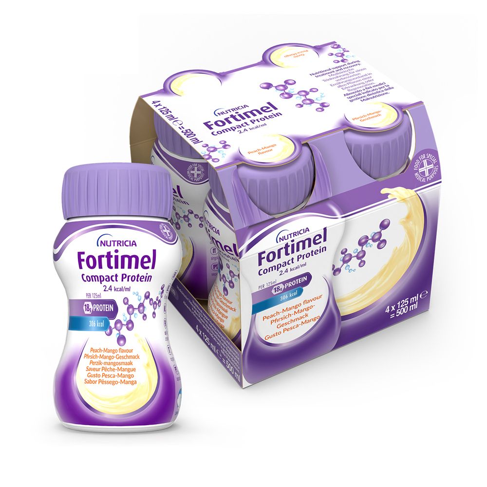 Nutricia Fortimel Compact Protein,Pesca Mango,Ipercalorico,4x125ml