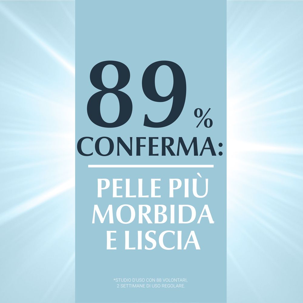 Testo: 89% CONFERMA: PELLE PIÙ MORBIDA E LISCIA.