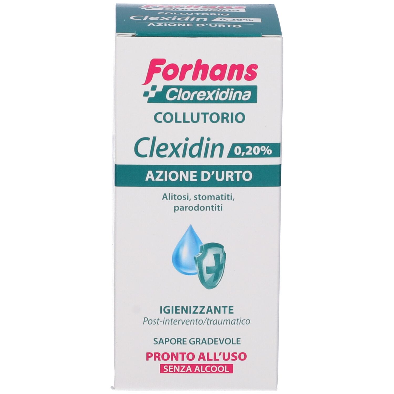 Schachtel mit Aufschrift: Forhans Clexidin, 0,20%.