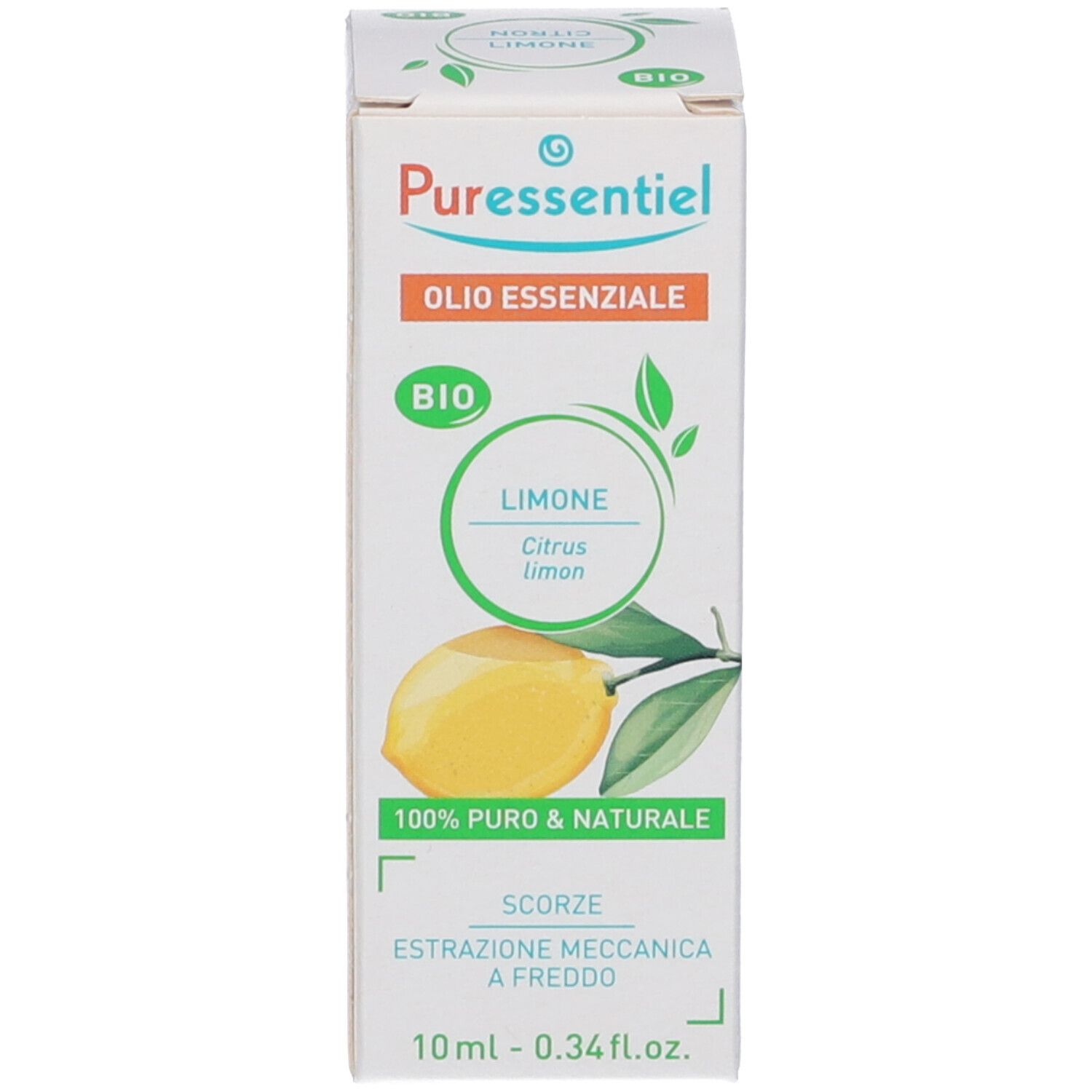 Puressentiel Limone Bio Olio Essenziale. Scatola con informazioni. Certificazione Bio. 10 ml.
