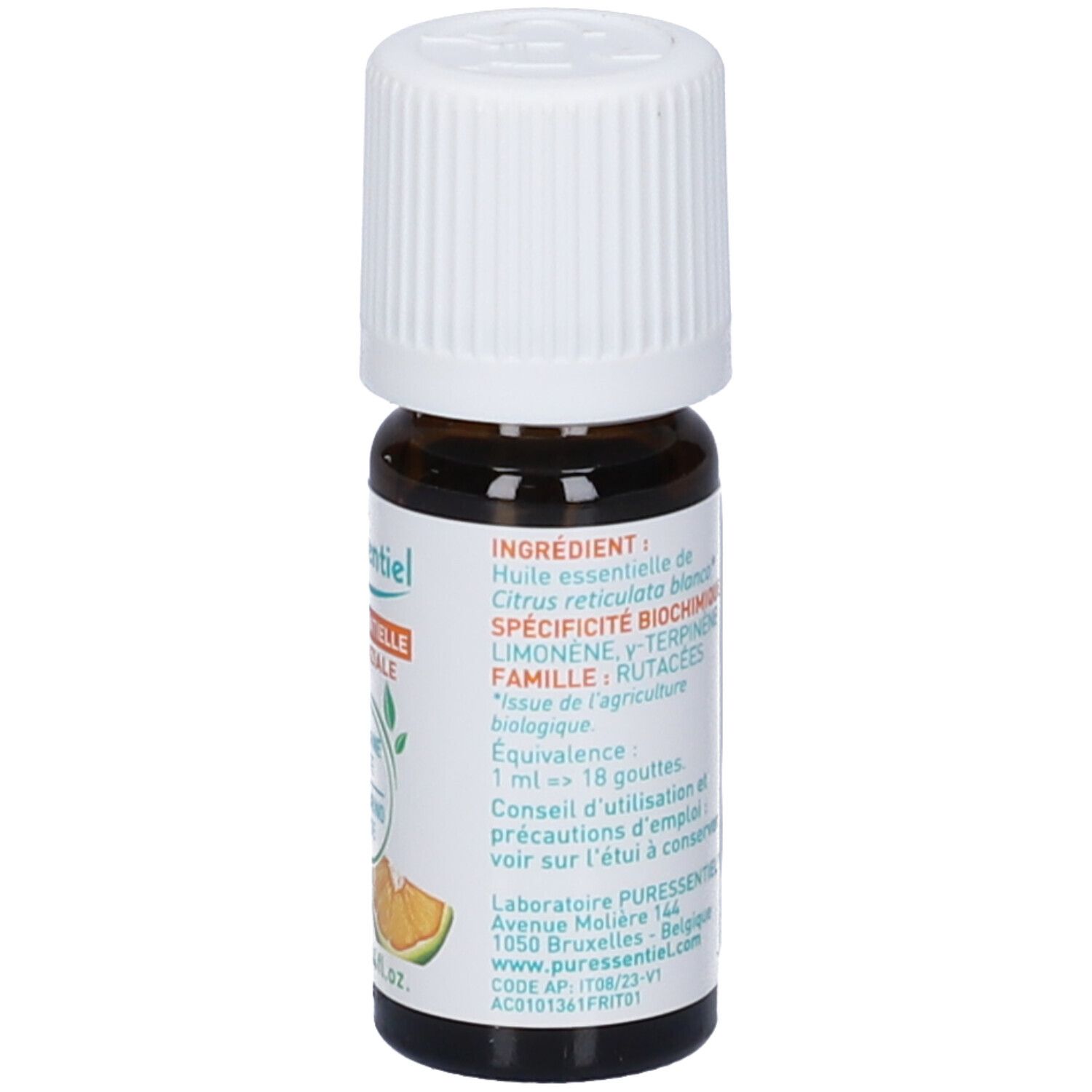Puressentiel Bio Mandarine Verte ätherisches Öl in 10ml Flasche.