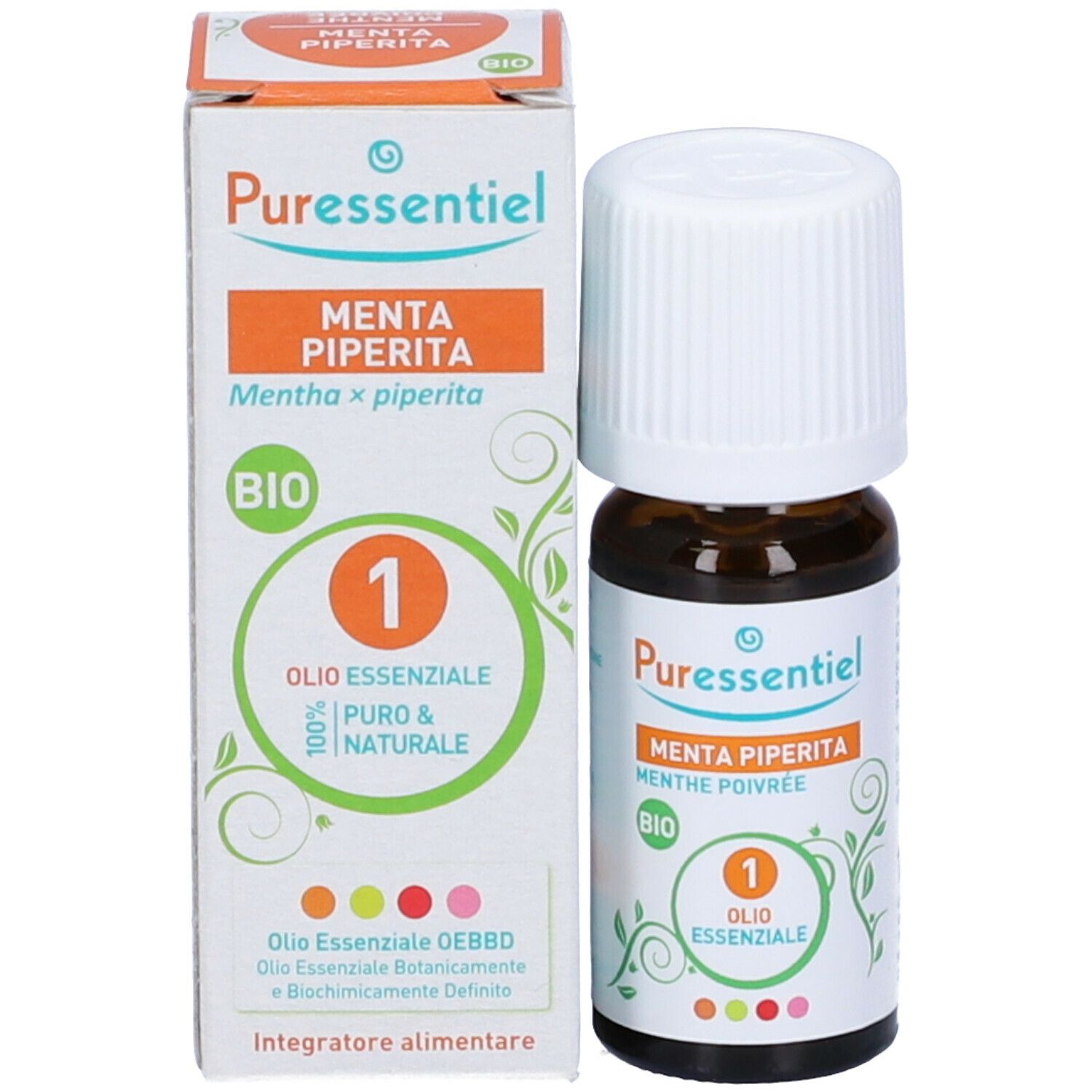 Puressentiel Olio Essenziale Menta Piperita. Flacone e confezione. Certificazione Bio. 10 ml.