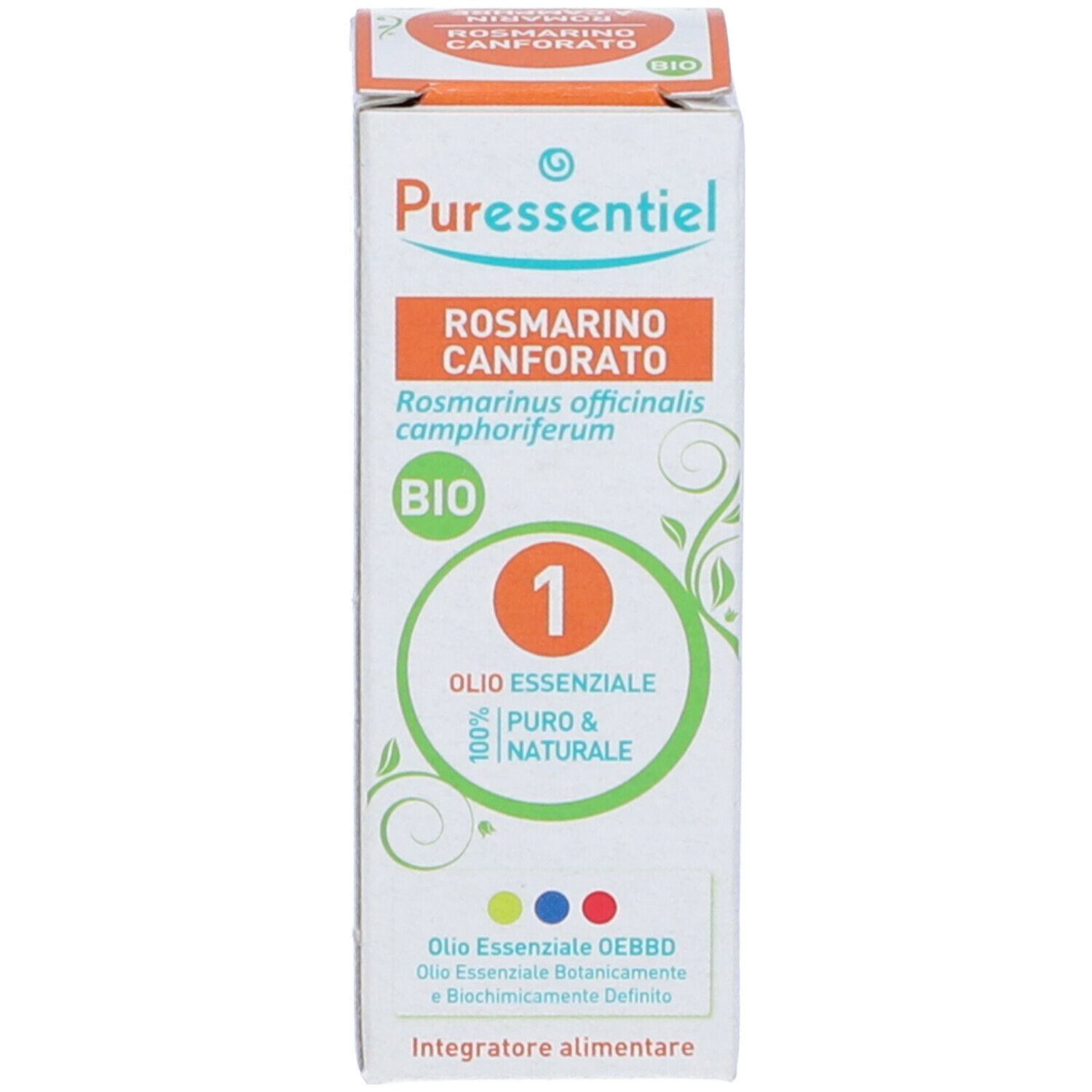 Confezione del prodotto, scatola con nome del prodotto, certificazione BIO e Olio Essenziale.