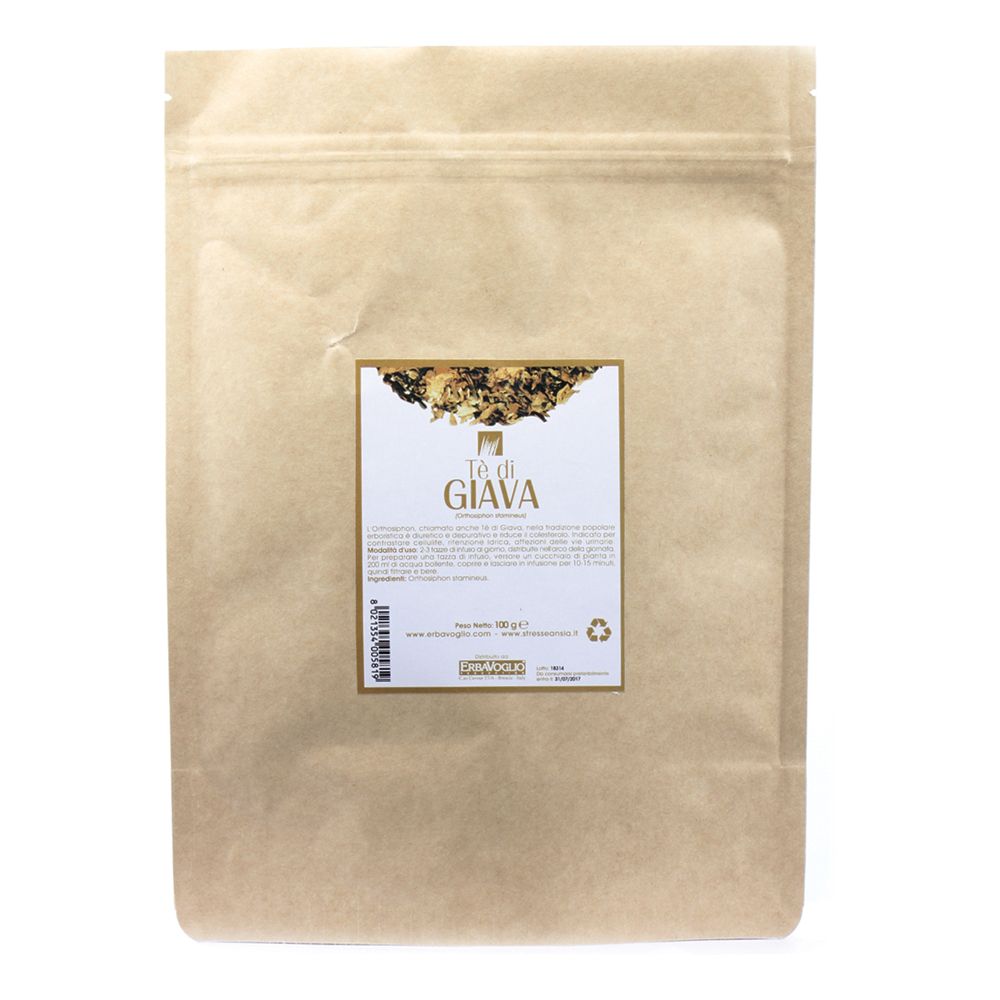 Busta di carta con etichetta "Tè di Giava".