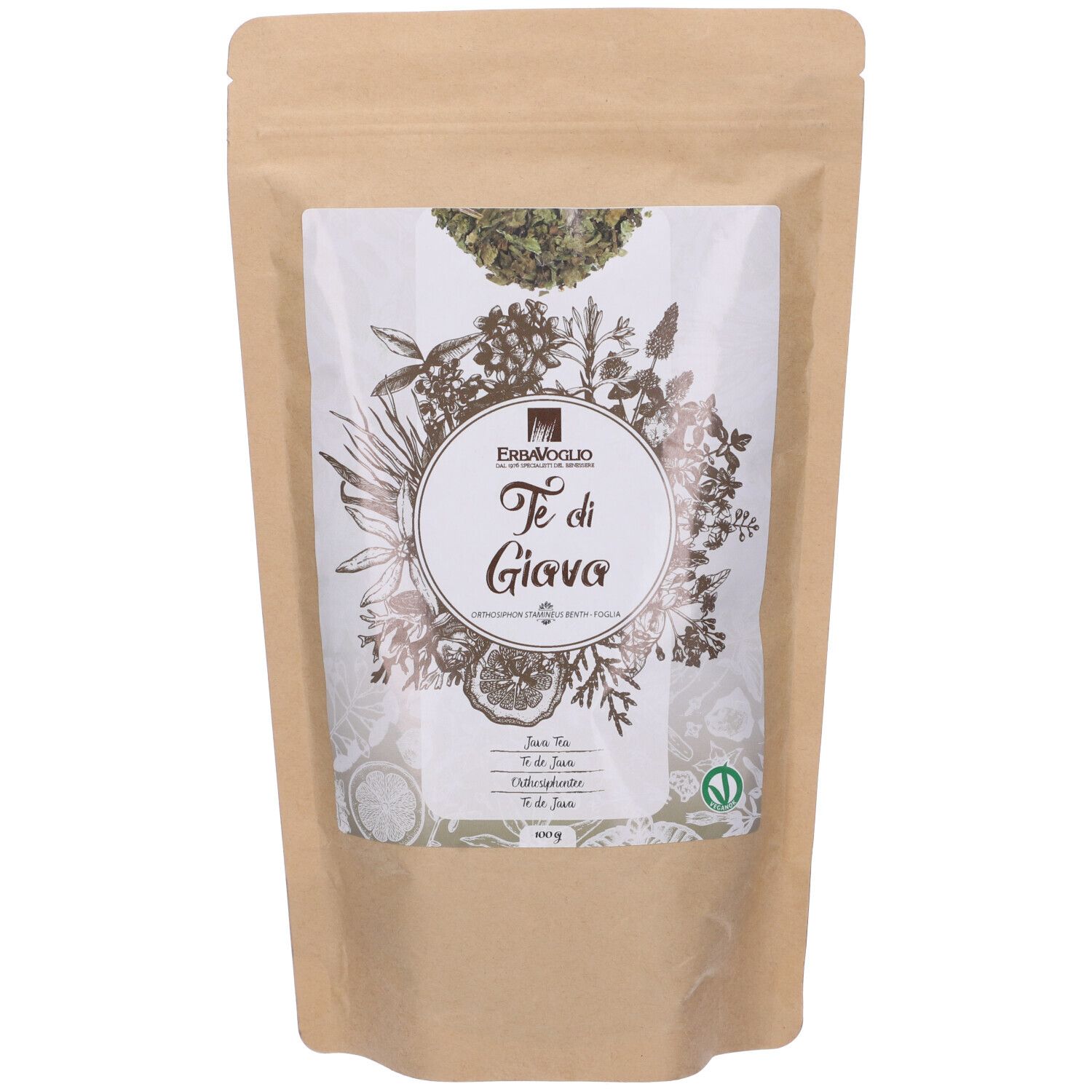Busta con etichetta "Tè di Giava".