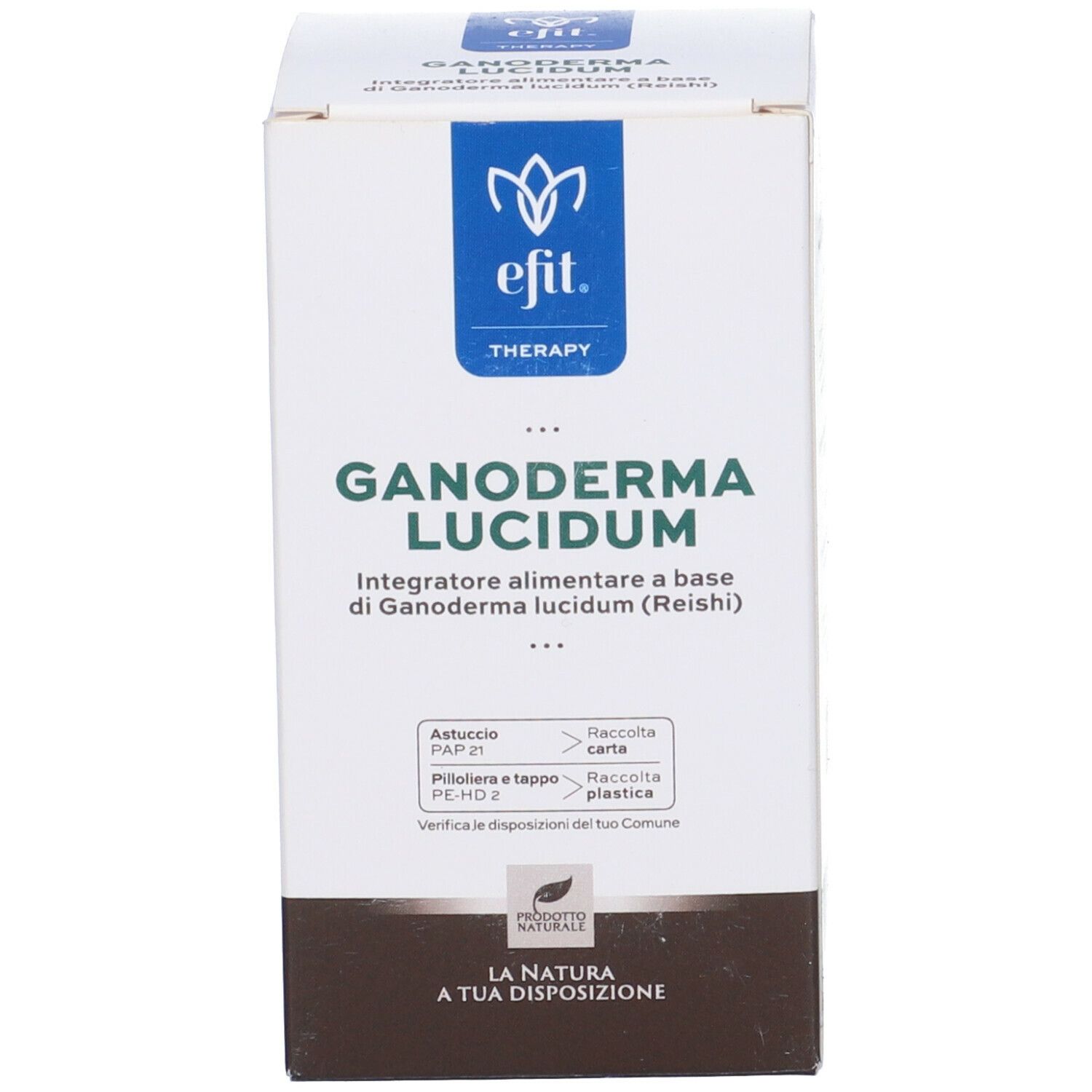 Confezione del prodotto: scatola con scritta: Ganoderma Lucidum.