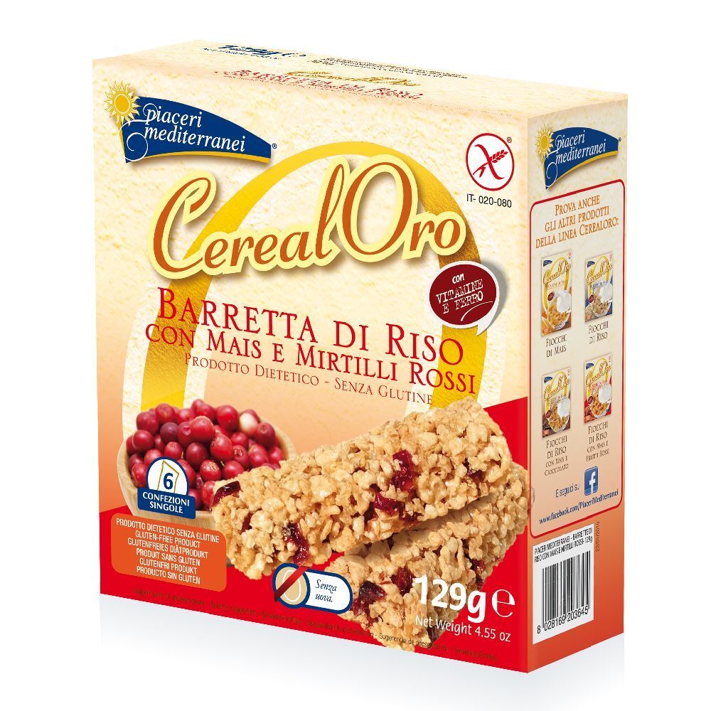 PIACERI MEDITERRANEI Cerealoro - Barretta di Riso con Mais e Mirtilli rossi 129 g - Immagine 9